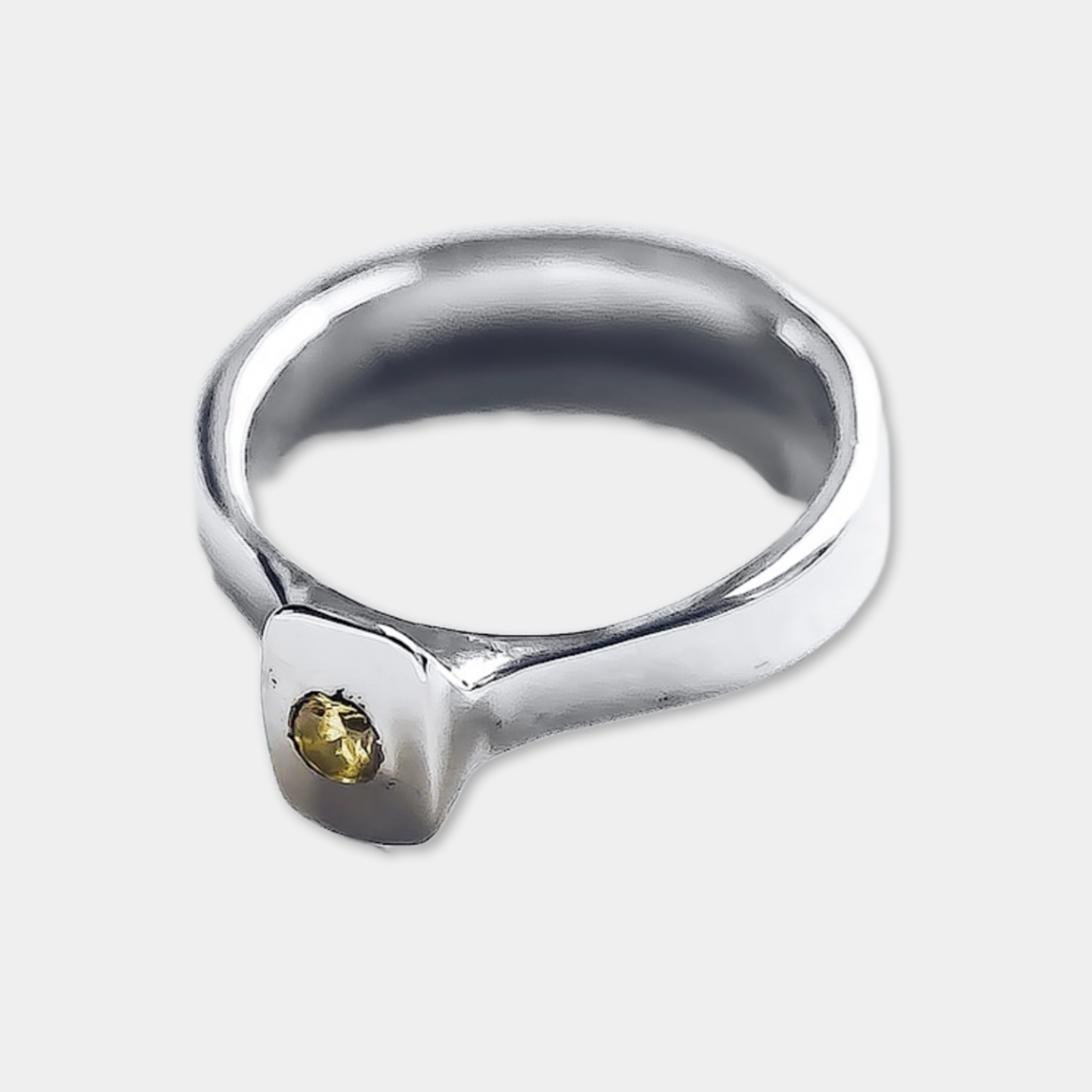 Cube Gemstone Ring - 925 Sterling Silver
