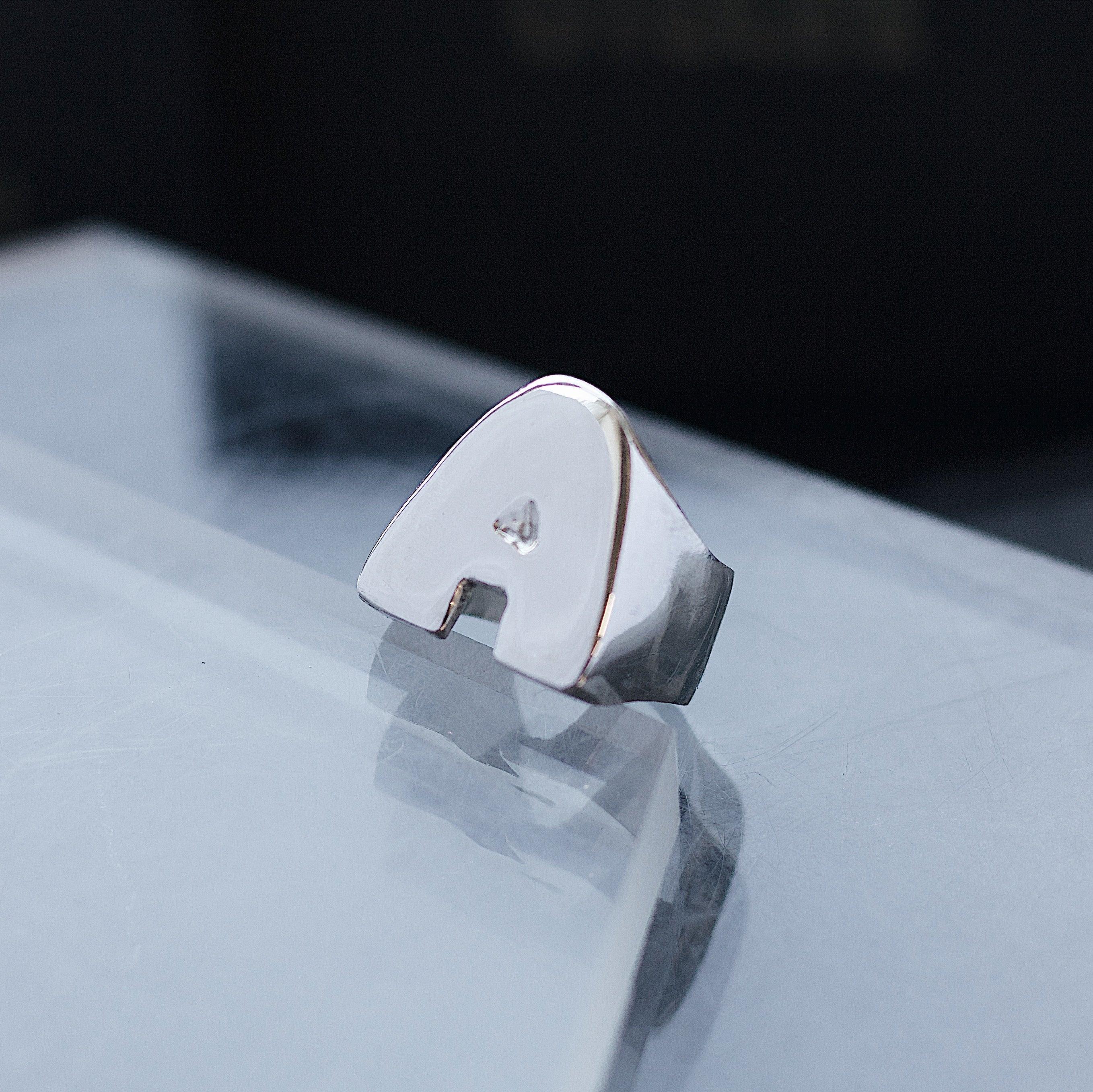 ‘A’ Bold Letter Initial Silver Ring