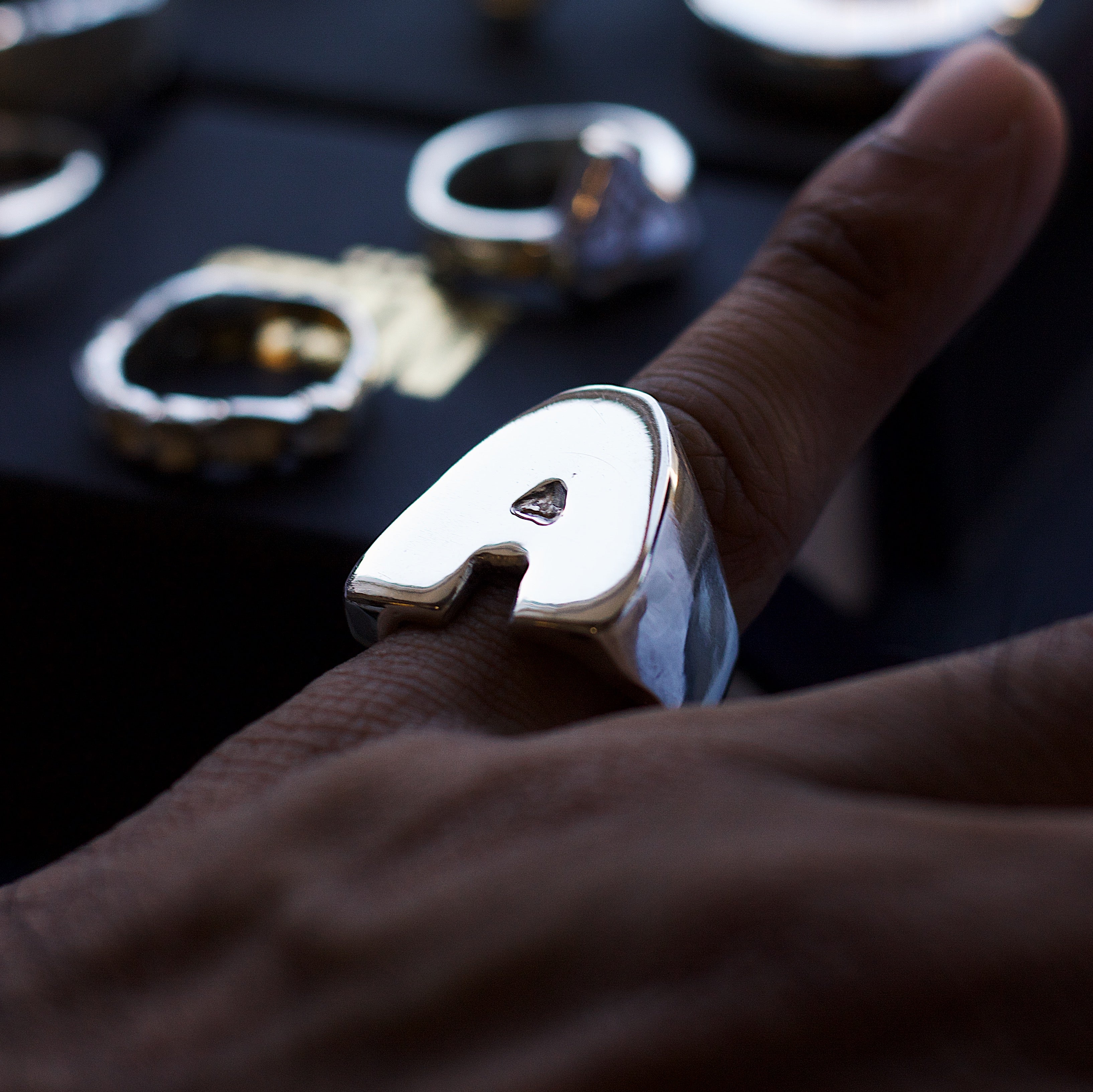 ‘A’ Bold Letter Initial Silver Ring