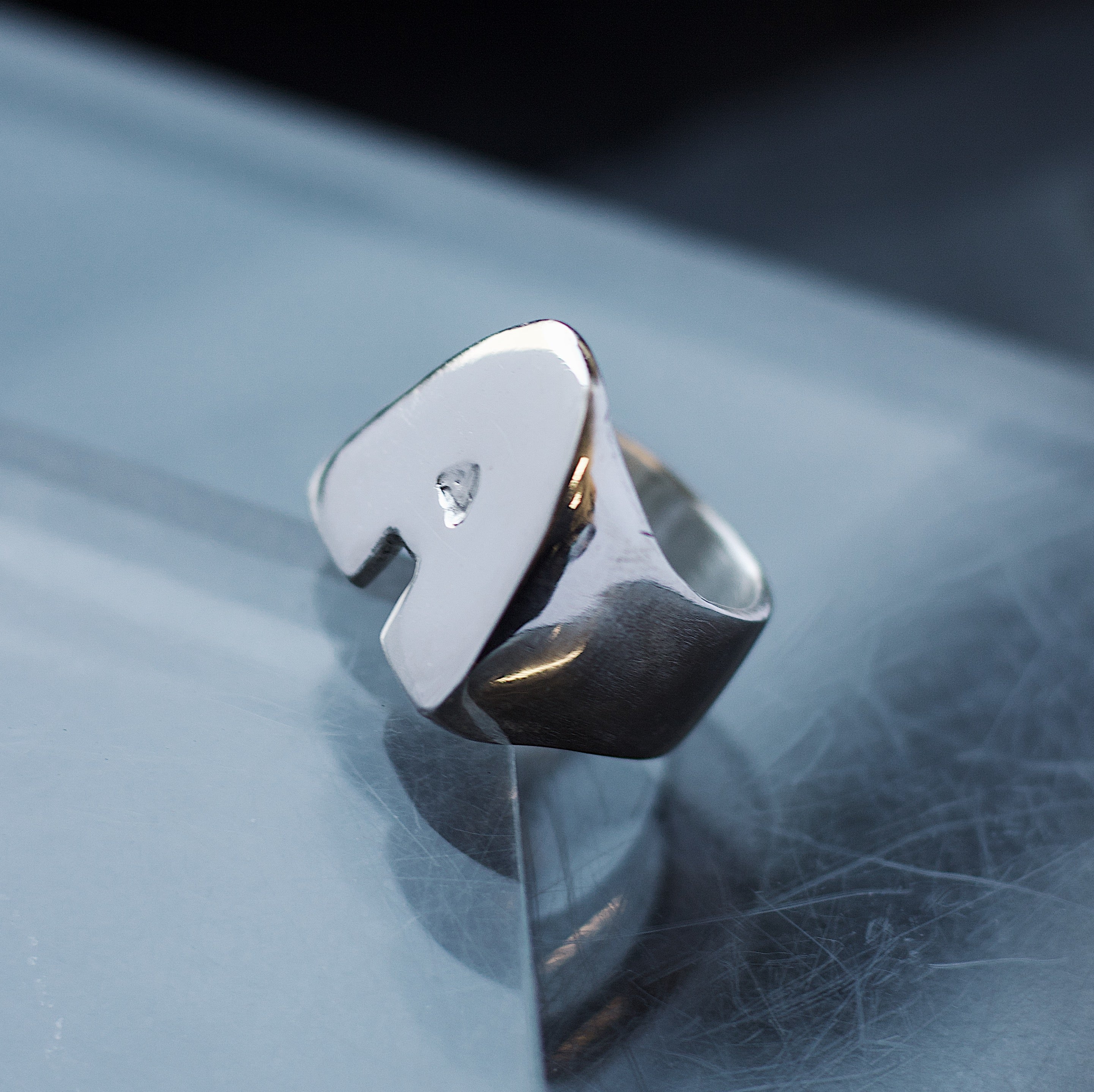 ‘A’ Bold Letter Initial Silver Ring
