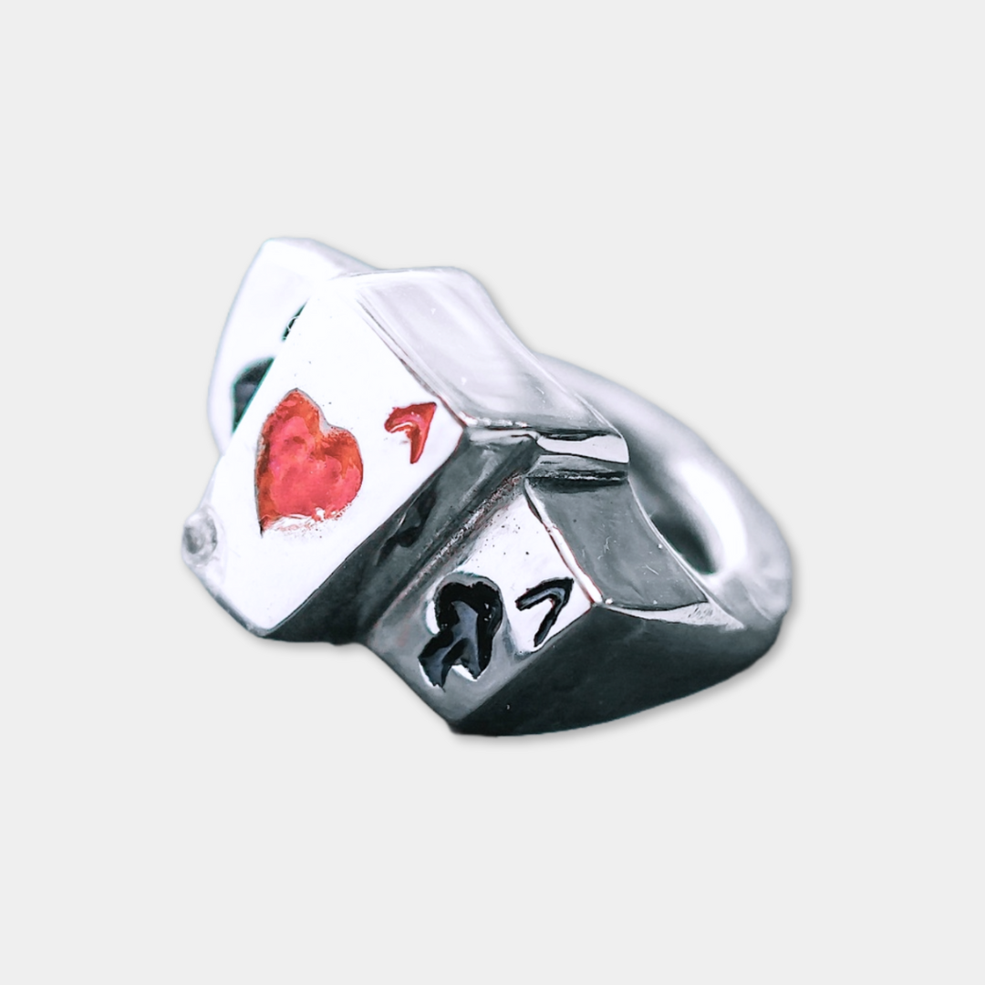 Ace Card Stack Enamel Ring - 925 Sterling Silver