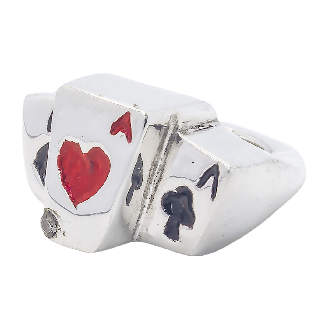 Ace Card Stack Enamel Ring - 925 Sterling Silver
