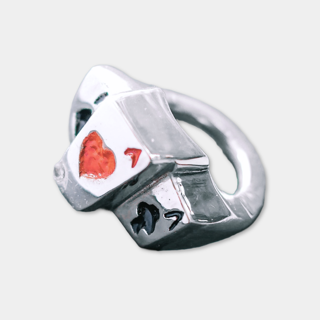 Ace Card Stack Enamel Ring - 925 Sterling Silver