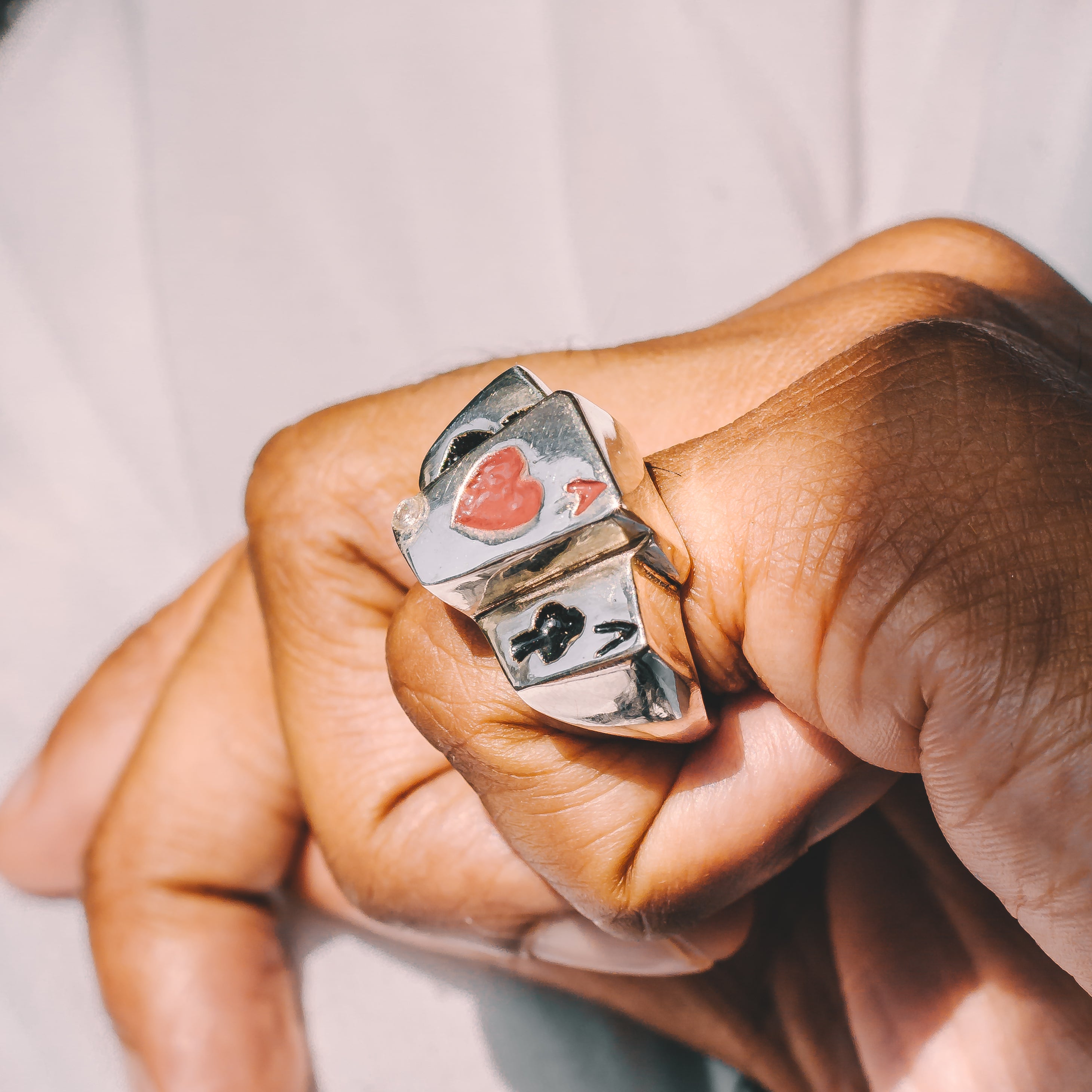 Ace Card Stack Enamel Ring - 925 Sterling Silver