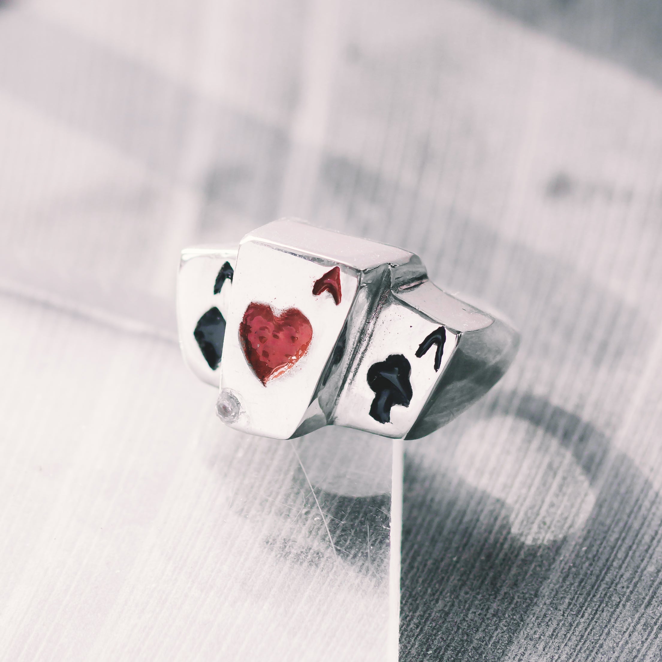 Ace Card Stack Enamel Ring - 925 Sterling Silver