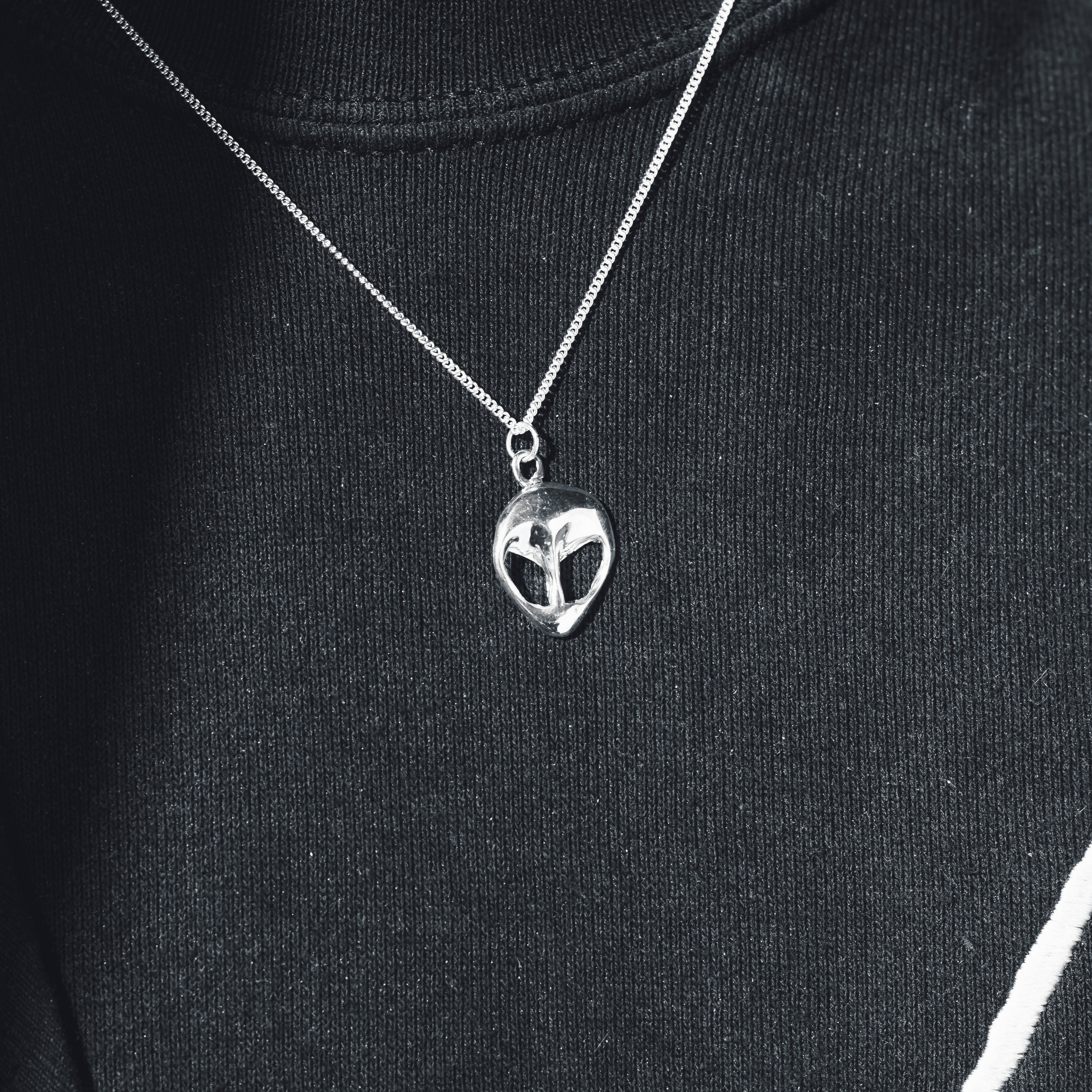 Alien UFO Charm - 925 Sterling Silver - Small Pendant