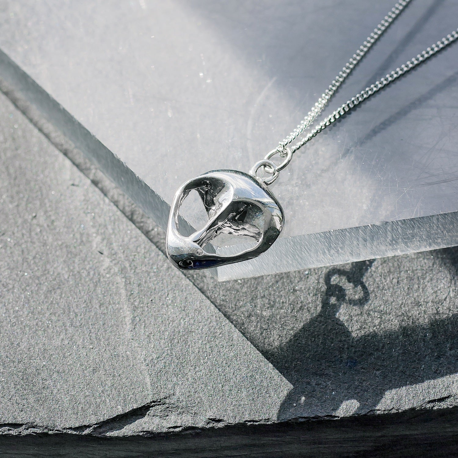 Alien UFO Charm - 925 Sterling Silver - Small Pendant
