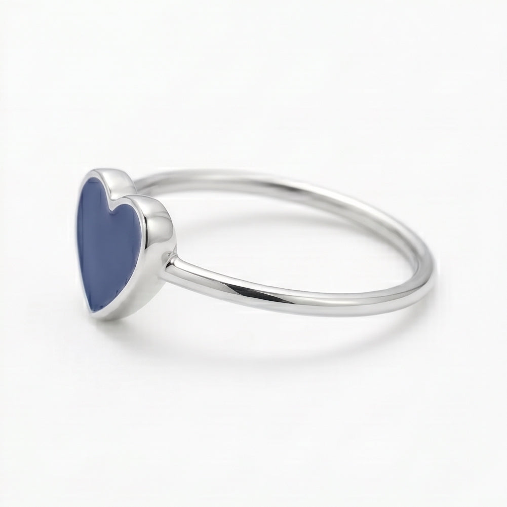 Azure Love Blue Heart Ring - Stacking - 925 Sterling Silver – Stööki