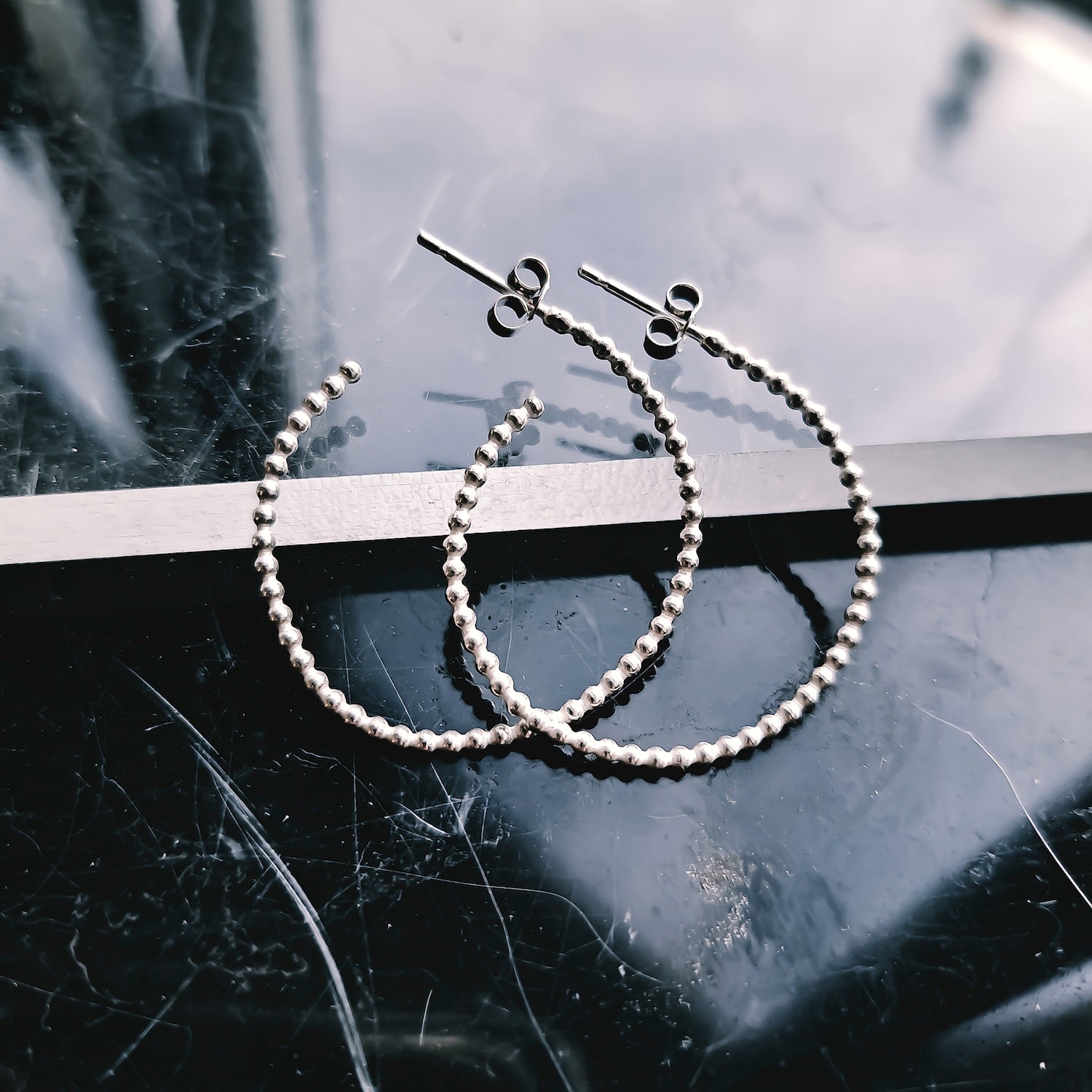 Beaded Orb - Hoop Earrings