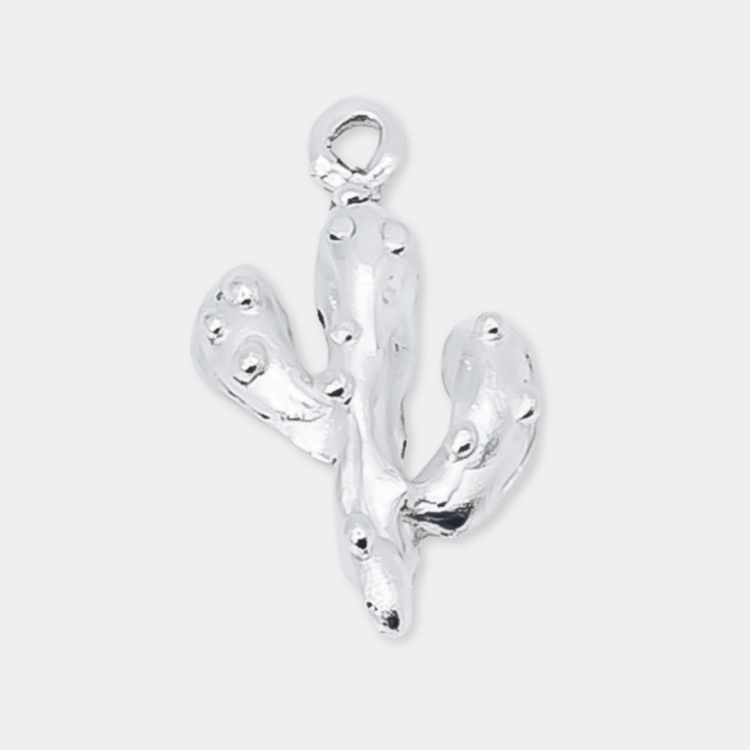 Cactus Charm - 925 Sterling Silver - Small Pendant