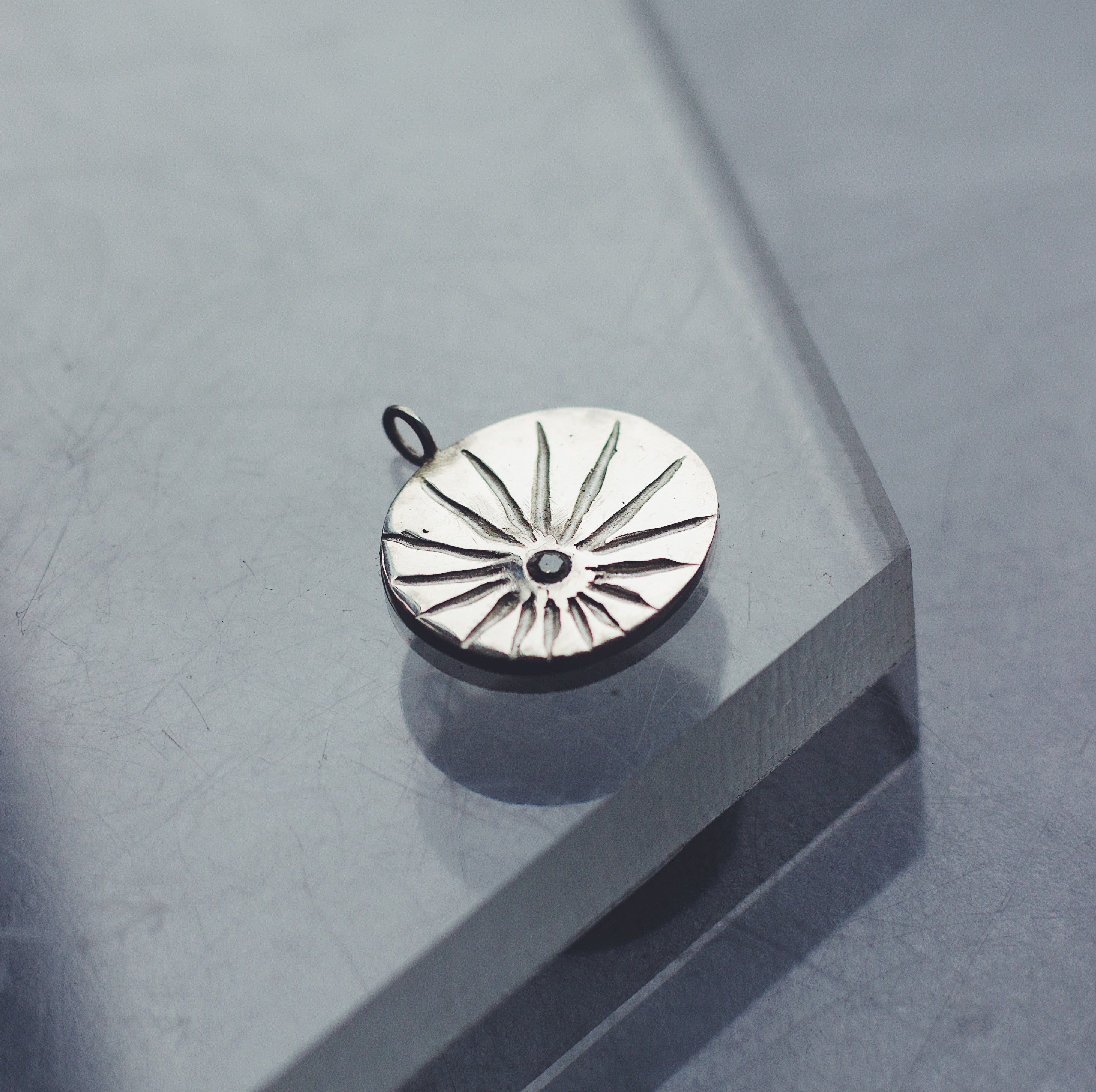 Circle Gemstone Customisable Sterling Silver Pendant