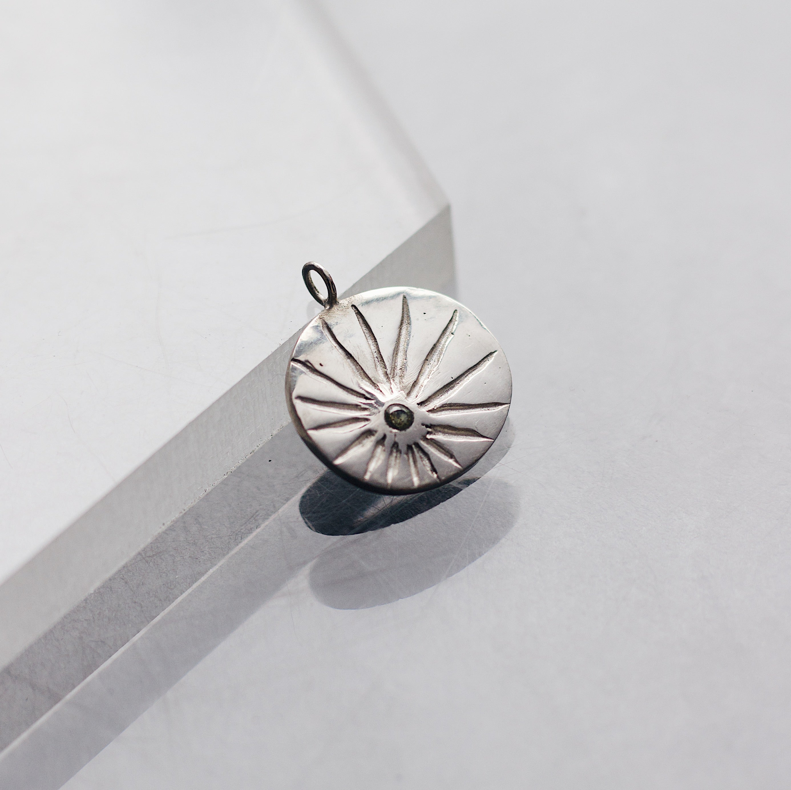 Circle Gemstone Customisable Sterling Silver Pendant