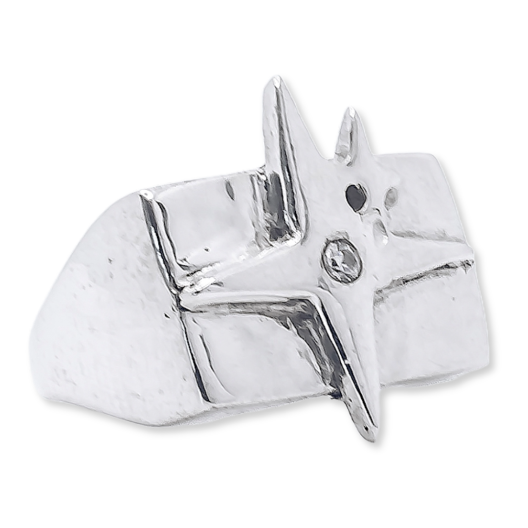 Crystal Star Gemstone Signet Ring - 925 Sterling Silver