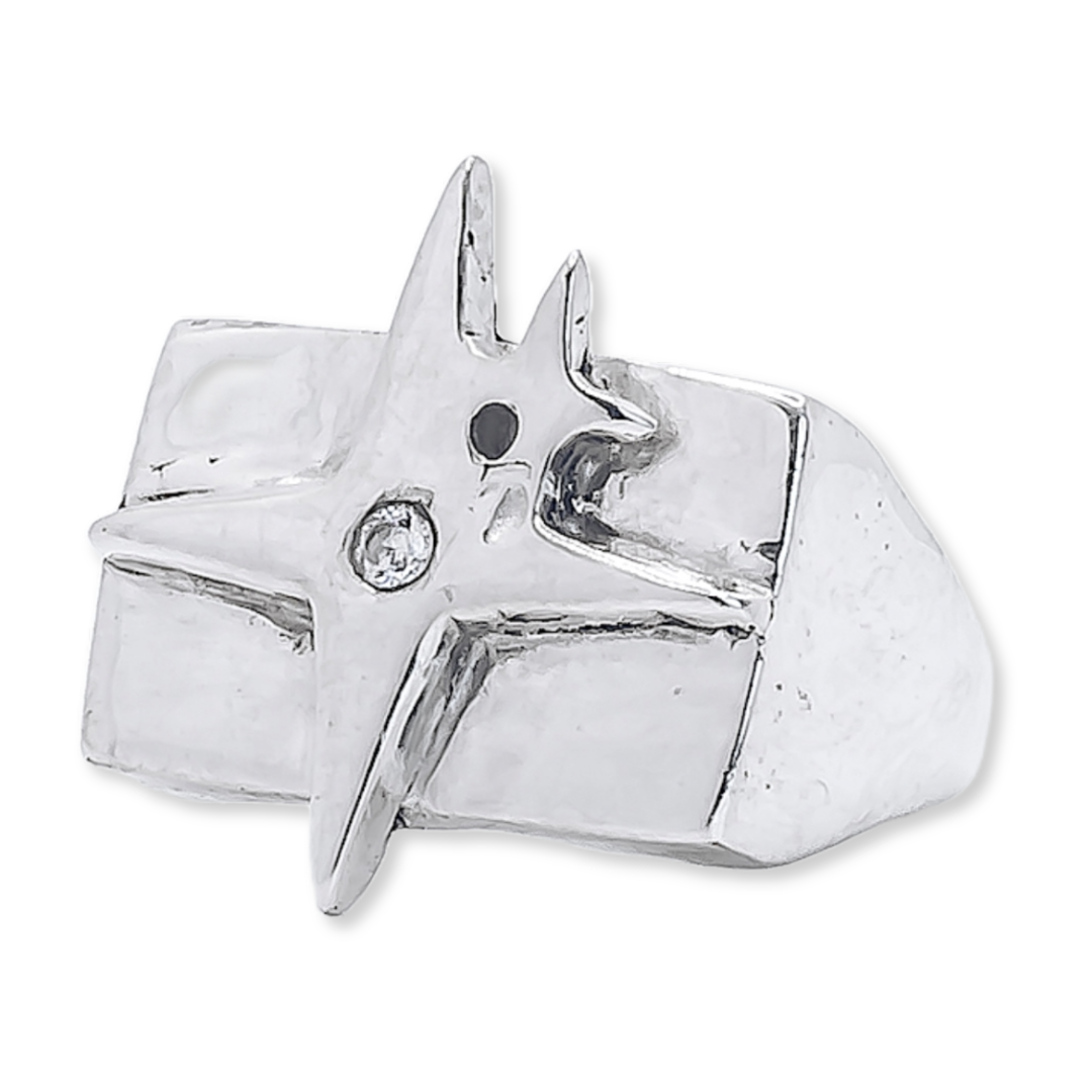 Crystal Star Gemstone Signet Ring - 925 Sterling Silver