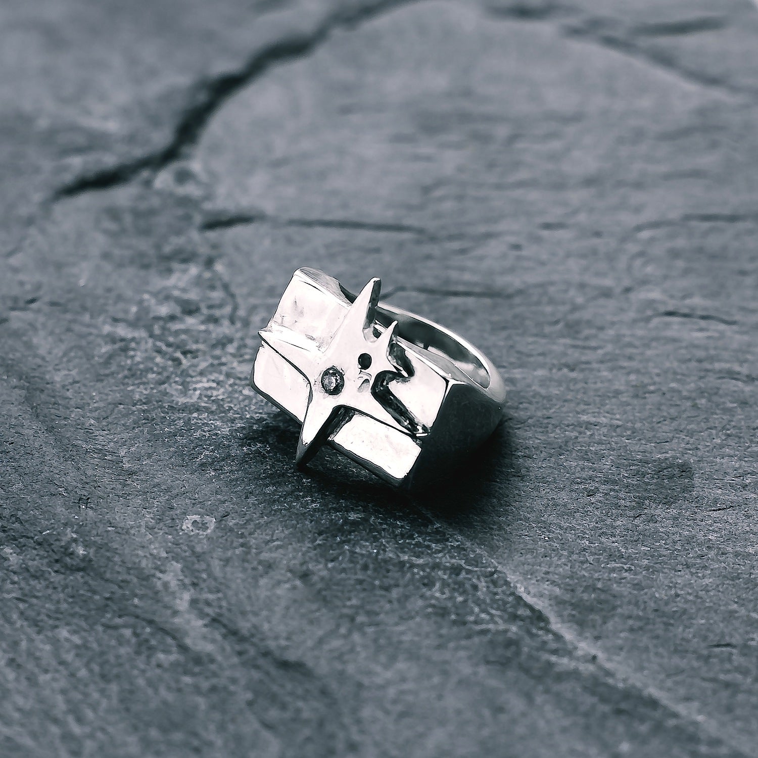 Crystal Star Gemstone Signet Ring