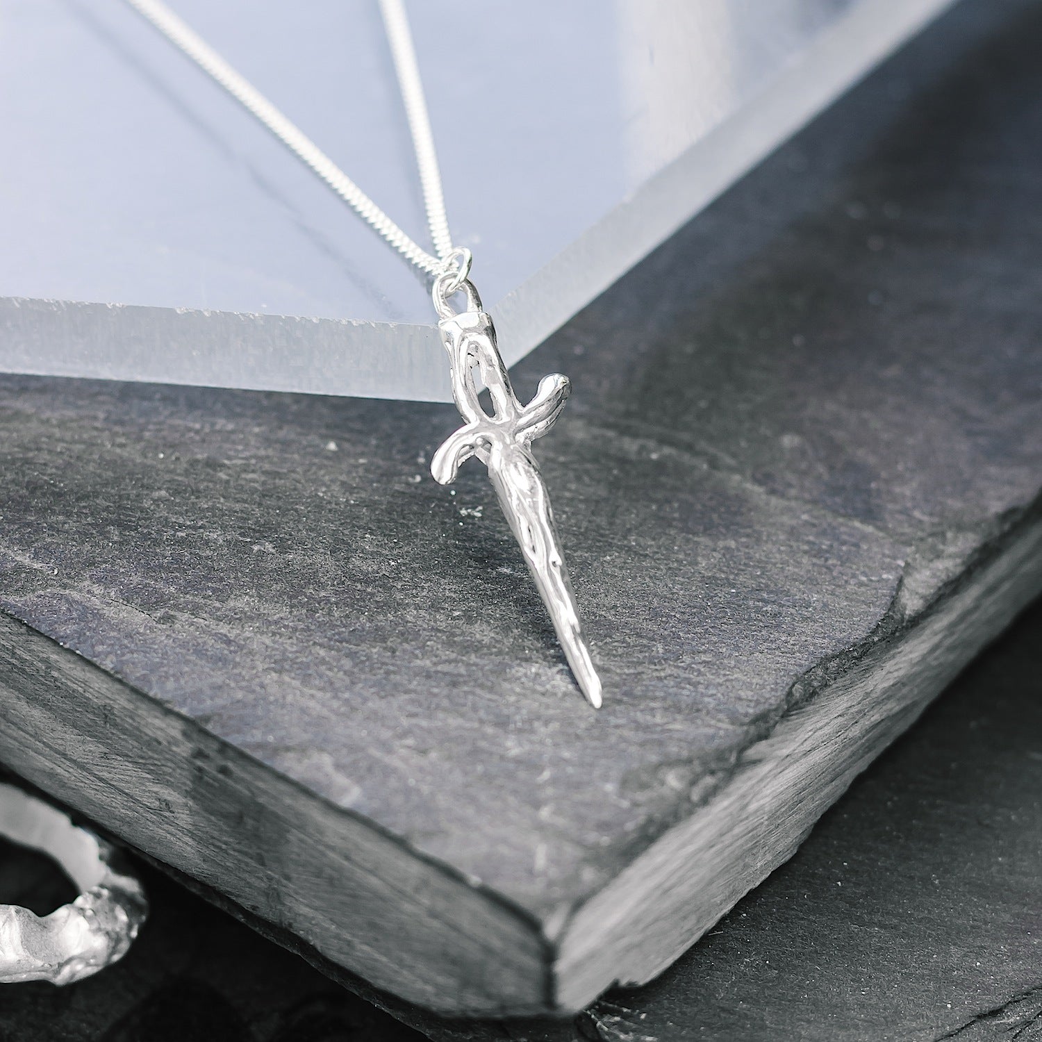 Dagger Charm - 925 Sterling Silver - Small Pendant