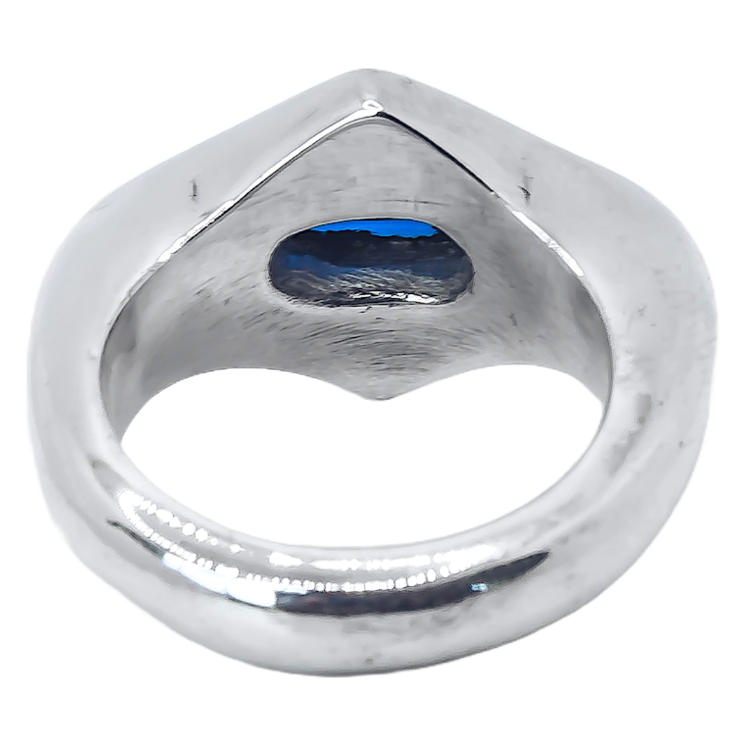 Diamond Blue Gemstone Ring - 925 Sterling Silver