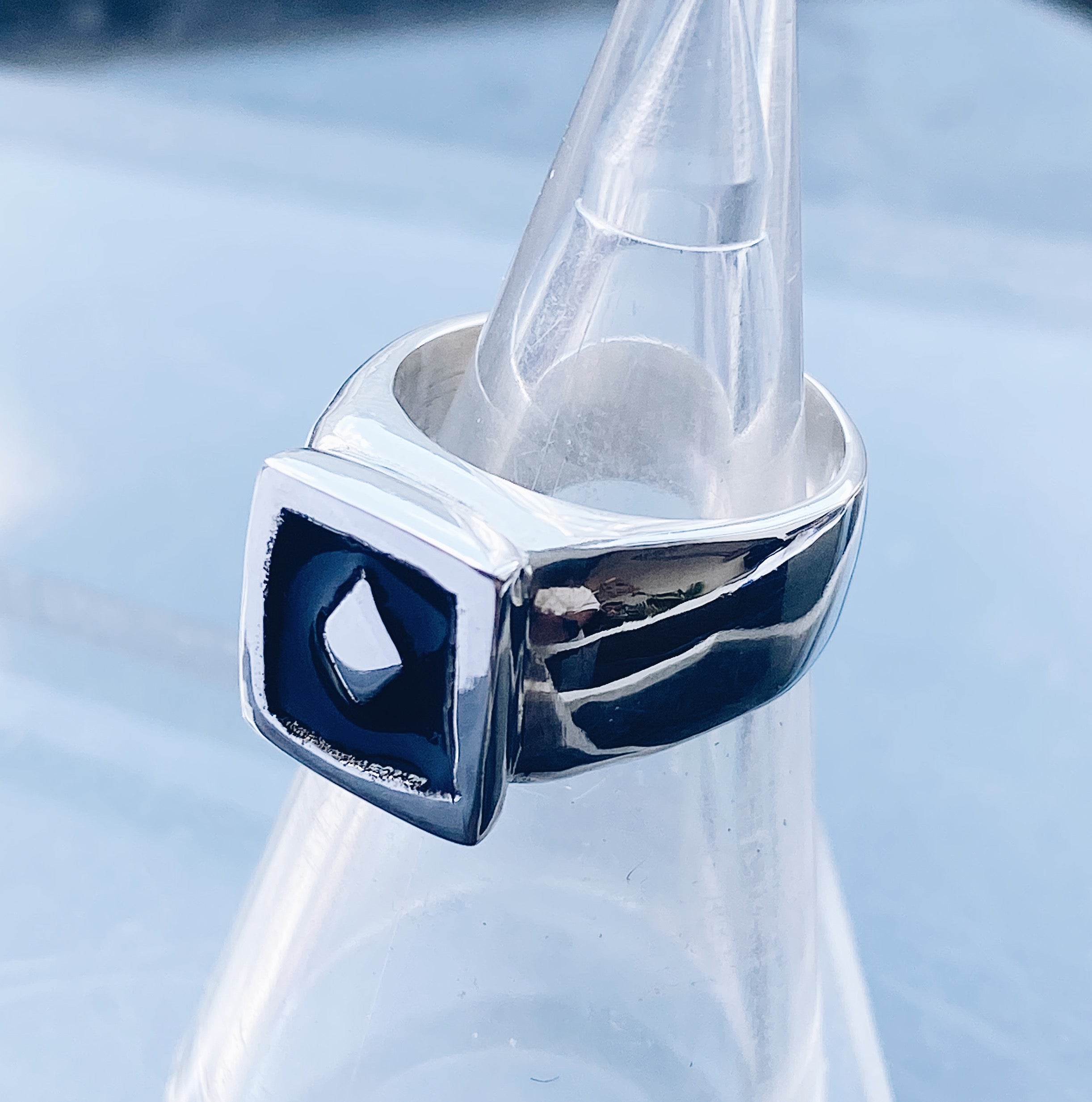 Diamond Enamel Sterling Silver Ring