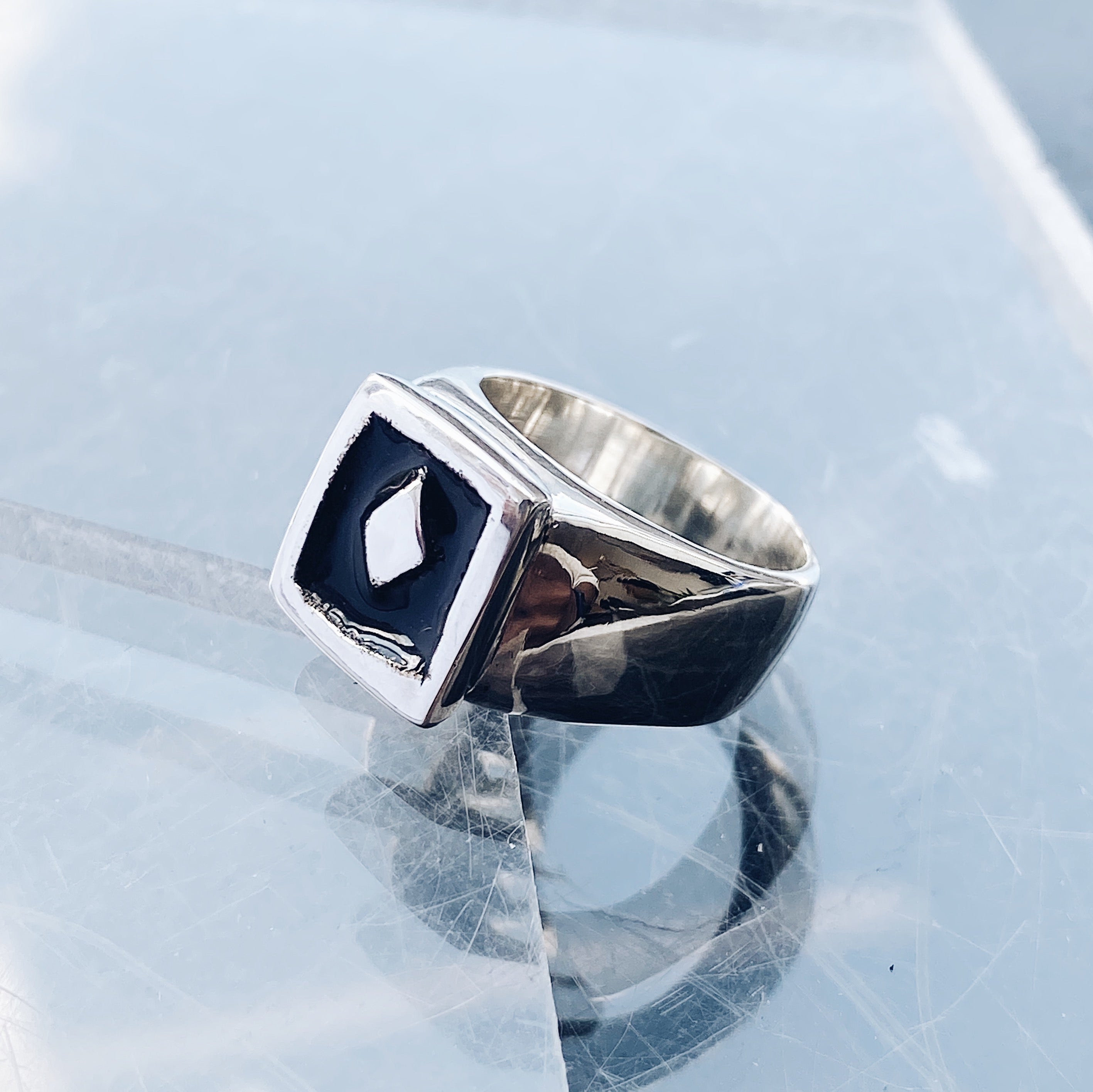 Diamond Enamel Sterling Silver Ring