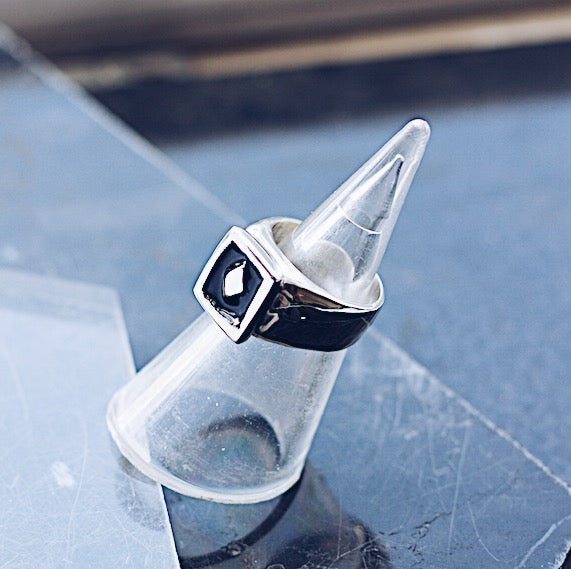 Diamond Enamel Sterling Silver Ring