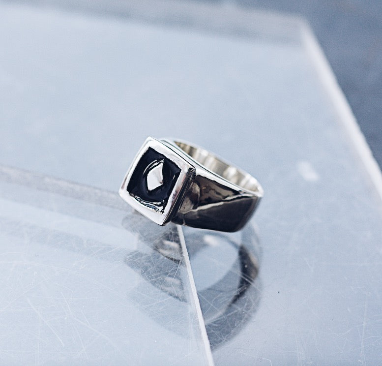 Diamond Enamel Sterling Silver Ring