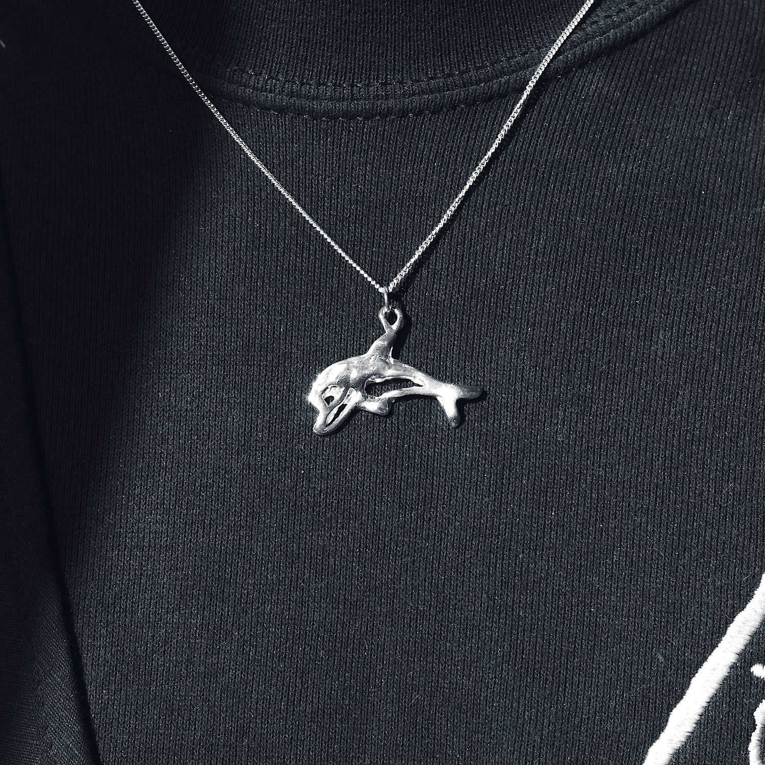 Dolphin 2 Charm - 925 Sterling Silver - Small Pendant