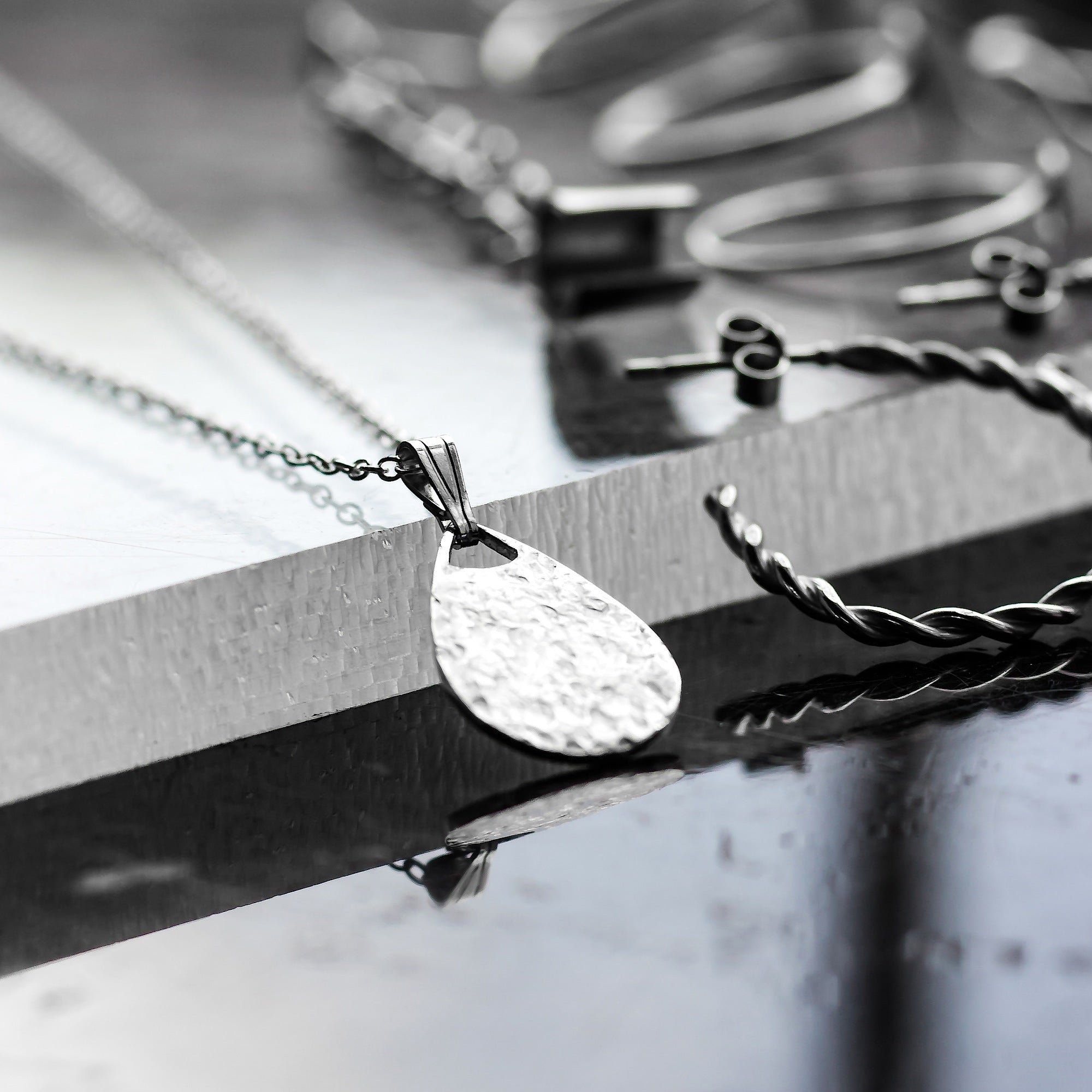 Drip - Hammered Pendant Necklace