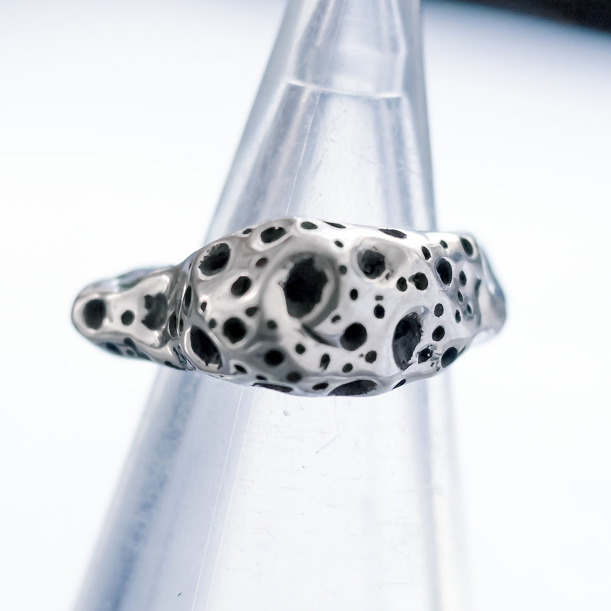 Moon Rock Ring 1 – Oxidised Black | 925 Sterling Silver | Textured Sta ...