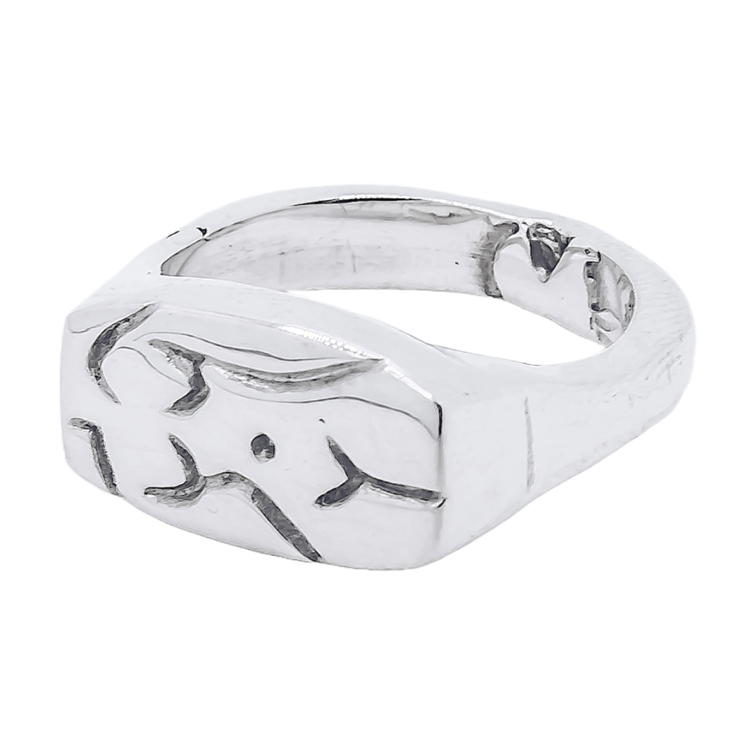 Female Figure Signet Ring - 925 Sterling Silver