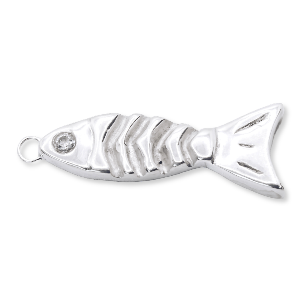 Fish Gemstone Pendant Necklace - 925 Sterling Silver