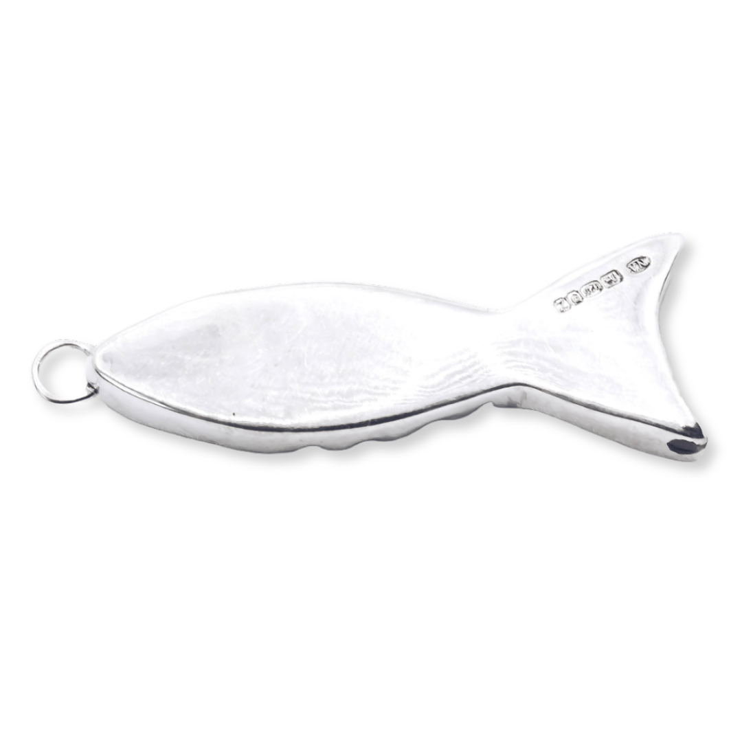 Fish Gemstone Pendant Necklace - 925 Sterling Silver