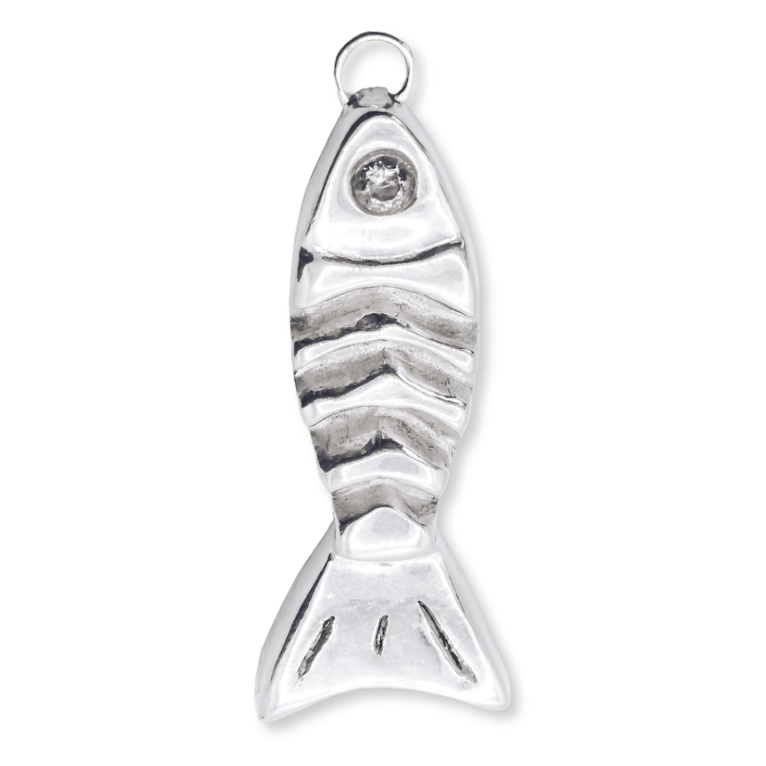 Fish Gemstone Pendant Necklace - 925 Sterling Silver