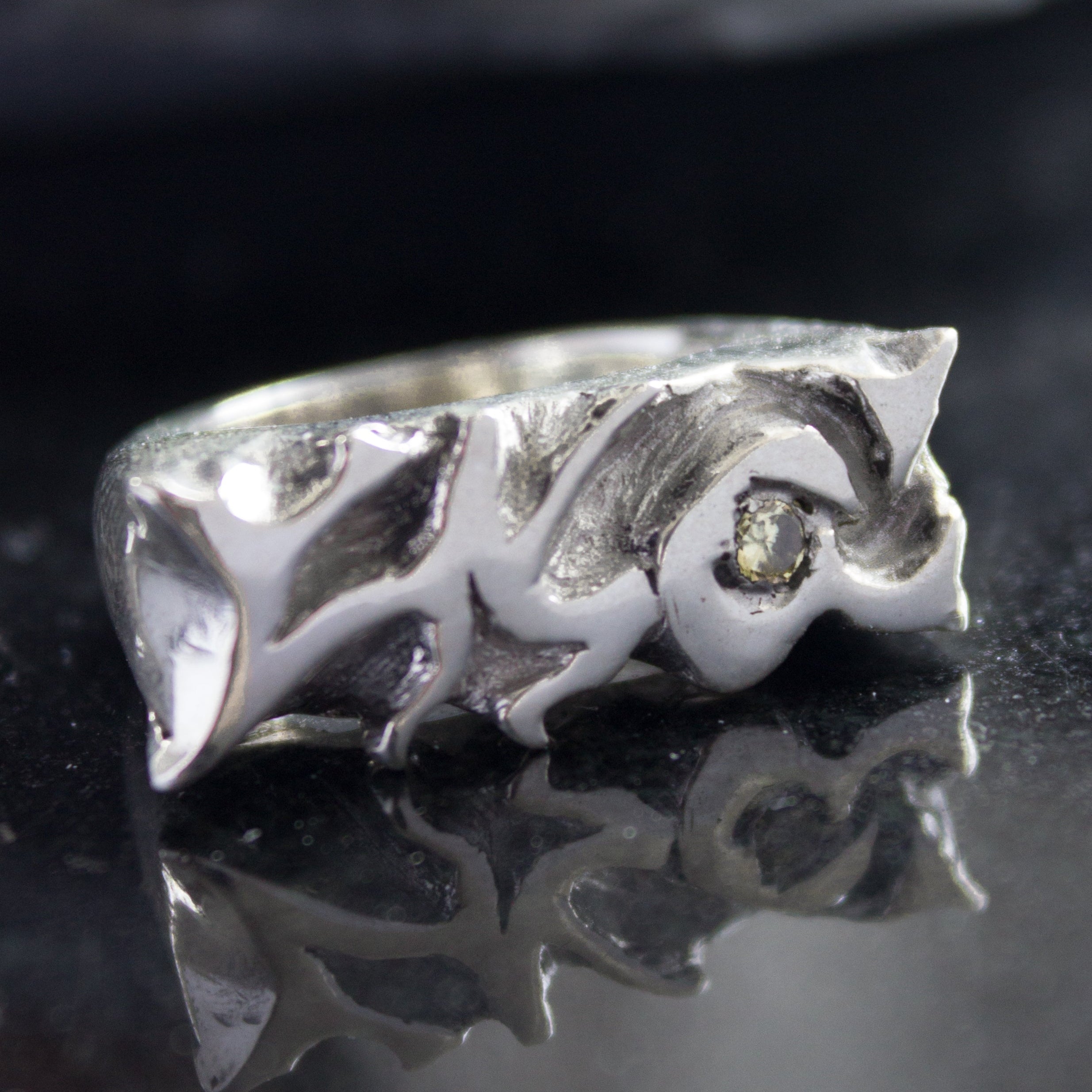 Graffiti Gemstone Yellow Ring - 925 Sterling Silver
