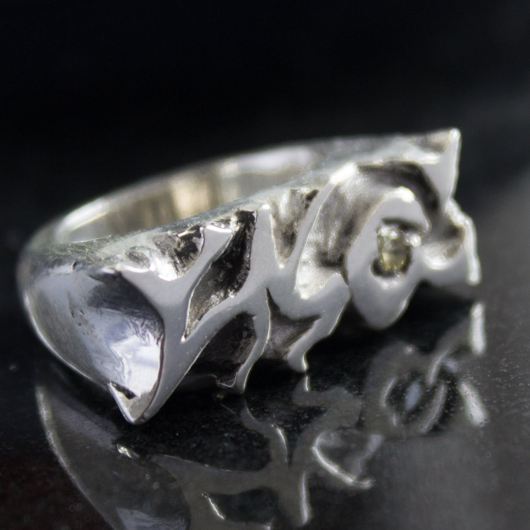 Graffiti Gemstone Yellow Ring - 925 Sterling Silver