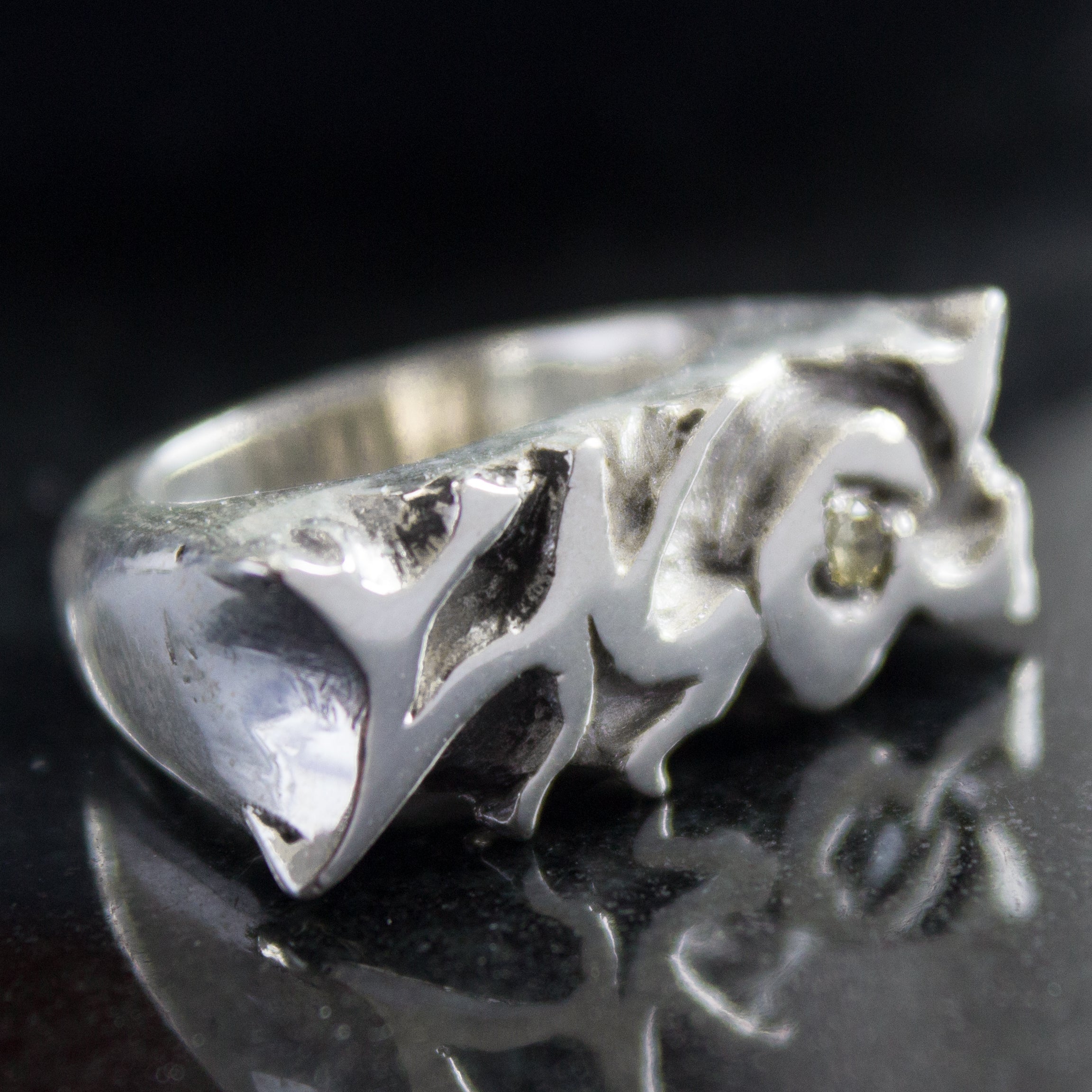 Graffiti Gemstone Yellow Ring - 925 Sterling Silver