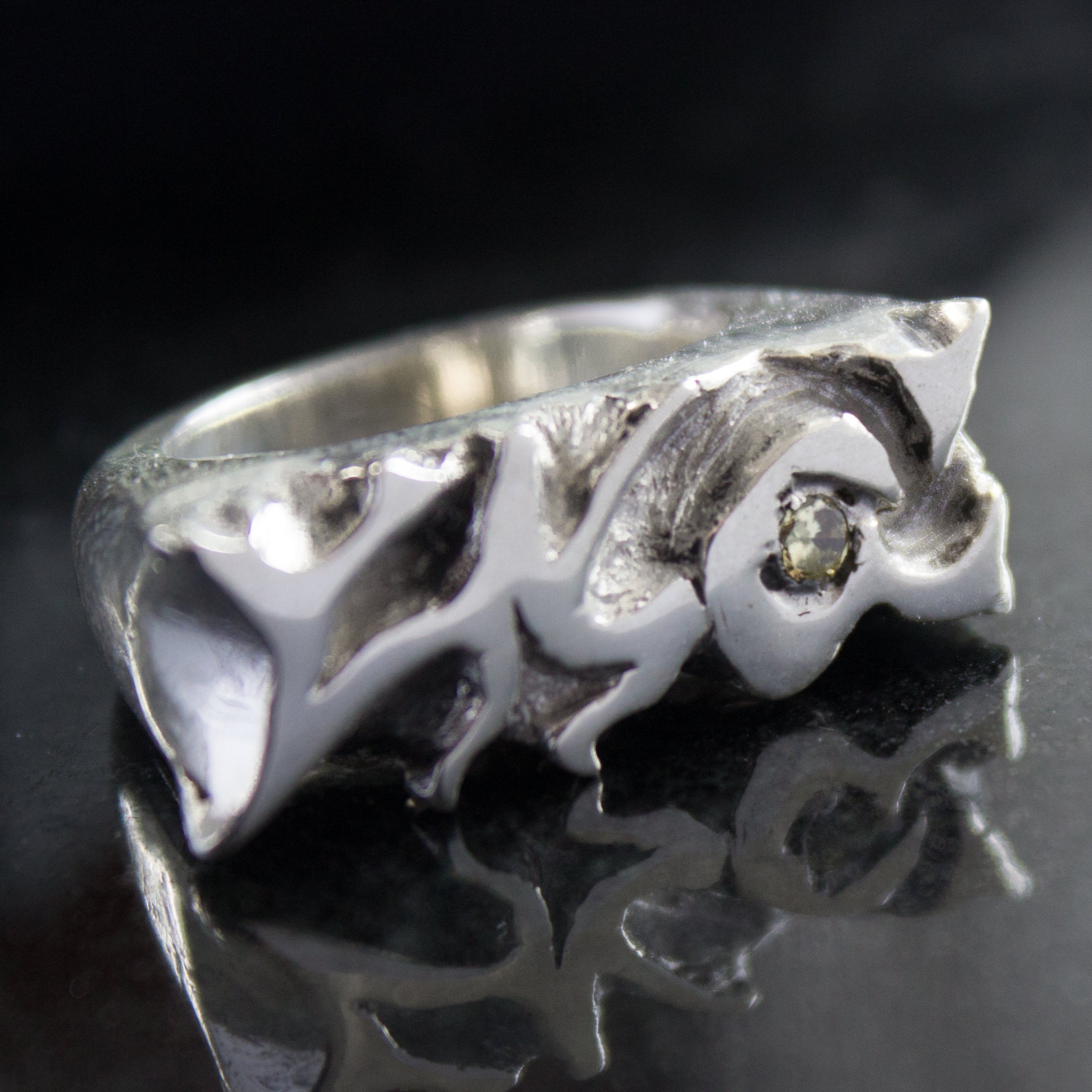 Graffiti Gemstone Yellow Ring - 925 Sterling Silver
