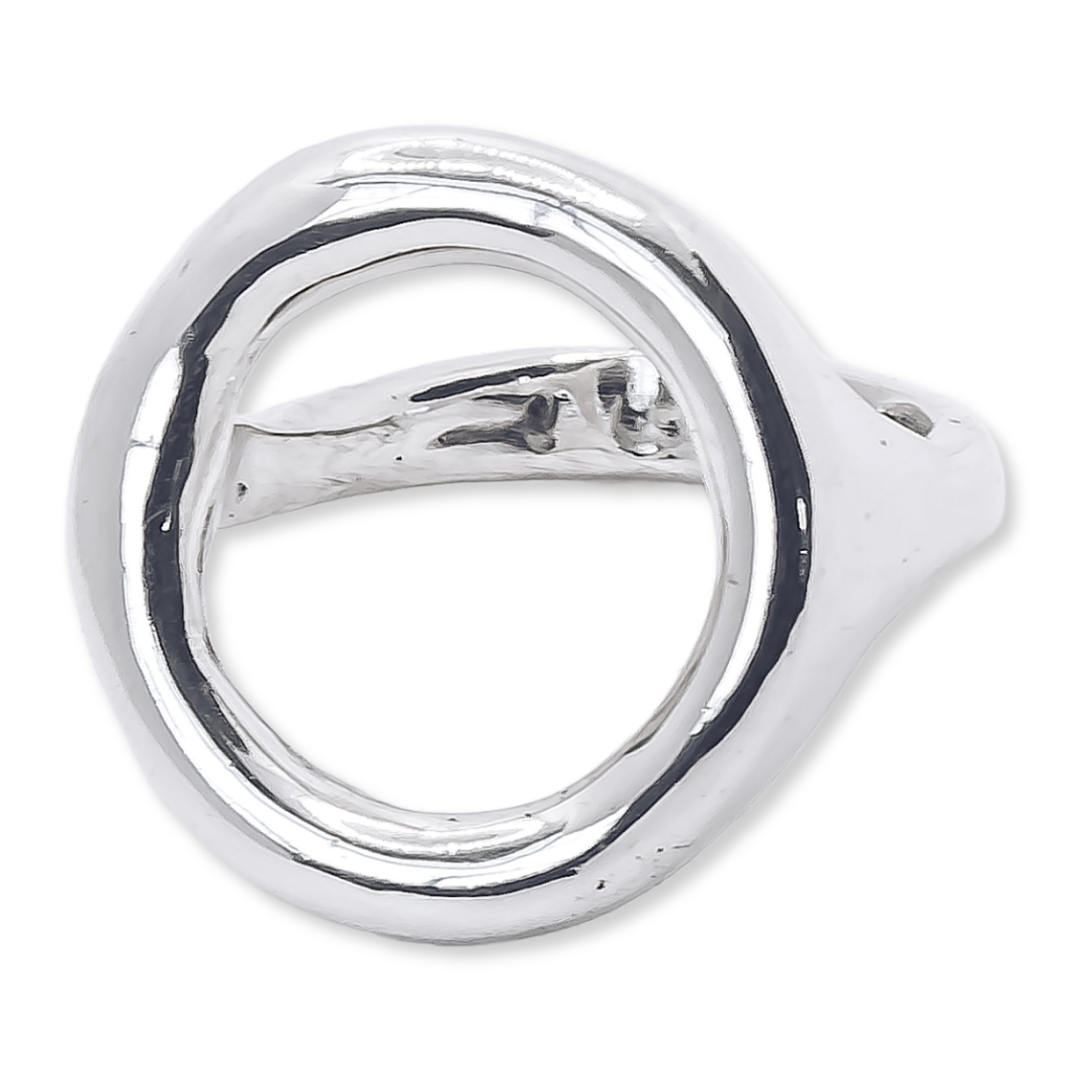 Hollow Circle Silver Ring - 925 Sterling Silver