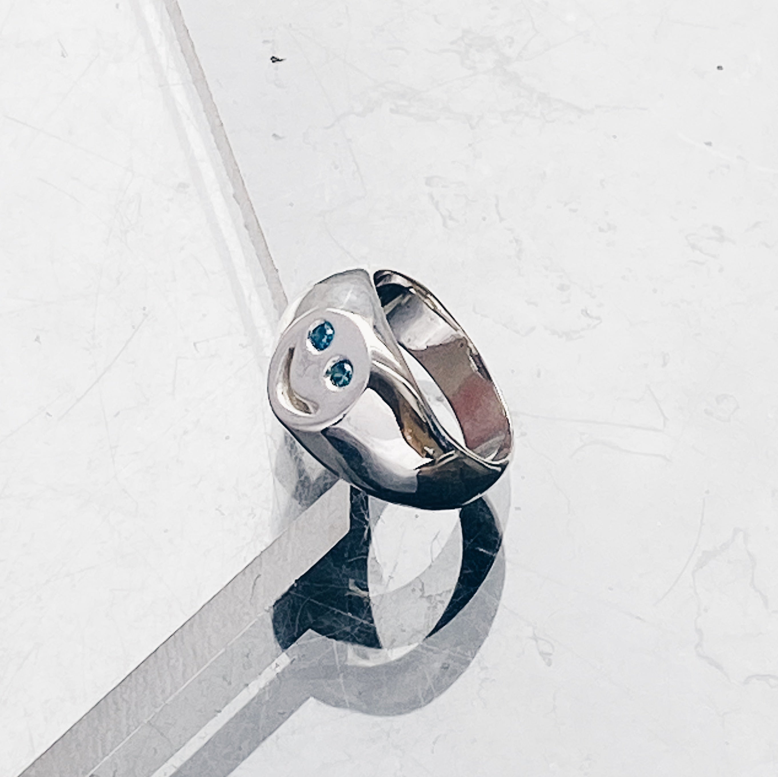 Smiley Face Gemstone Signet Ring