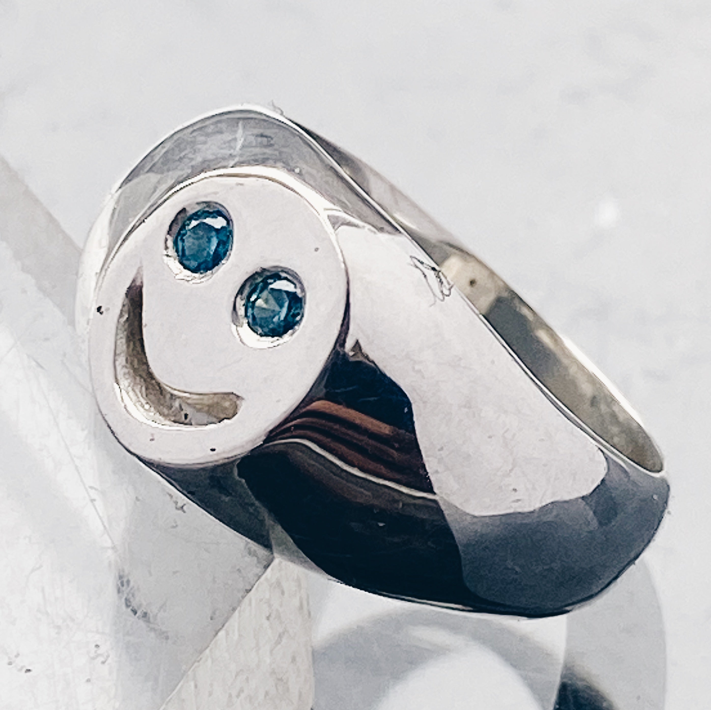 Smiley Face Gemstone Signet Ring