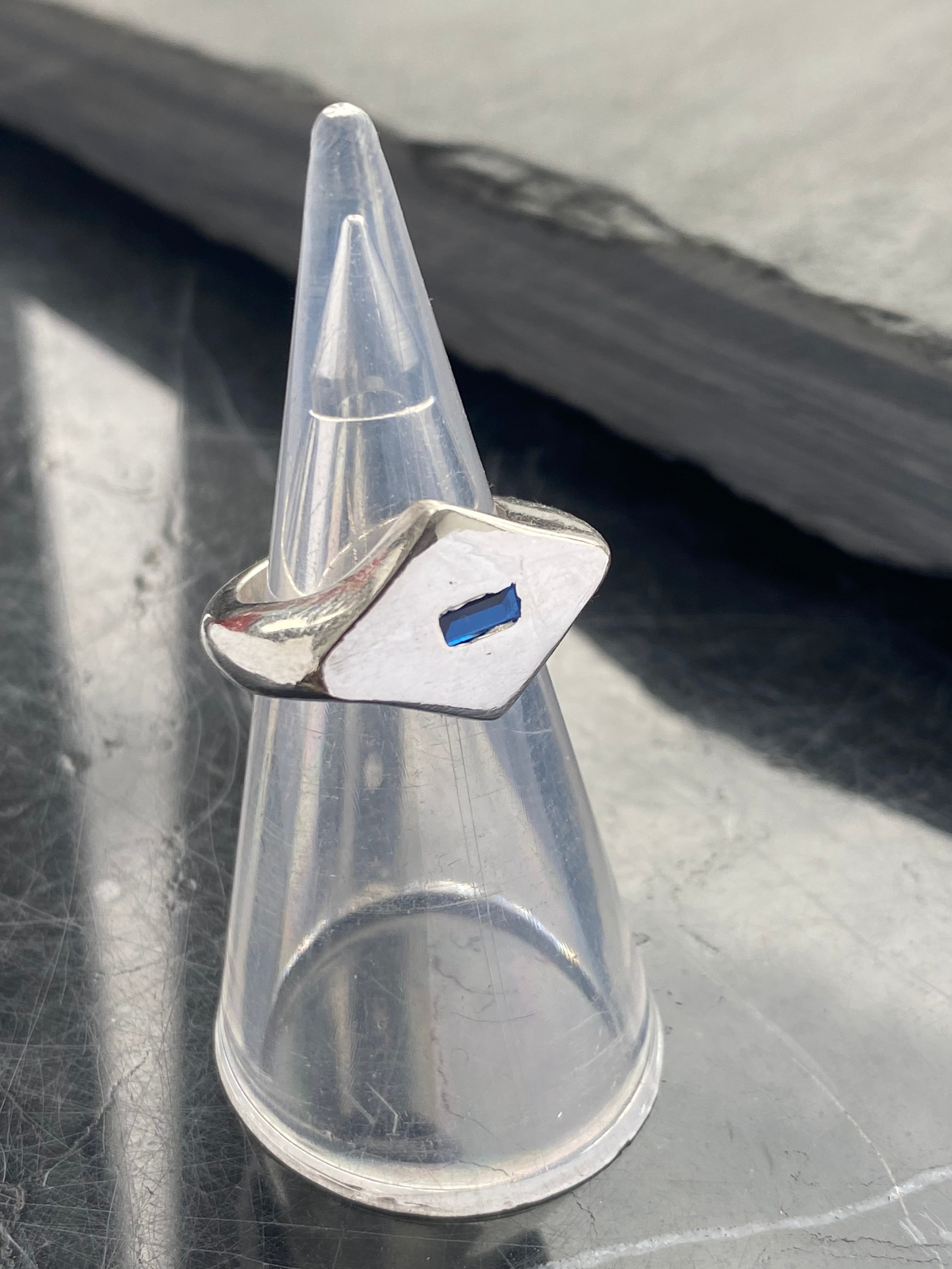Diamond Blue Gemstone Ring - 925 Sterling Silver