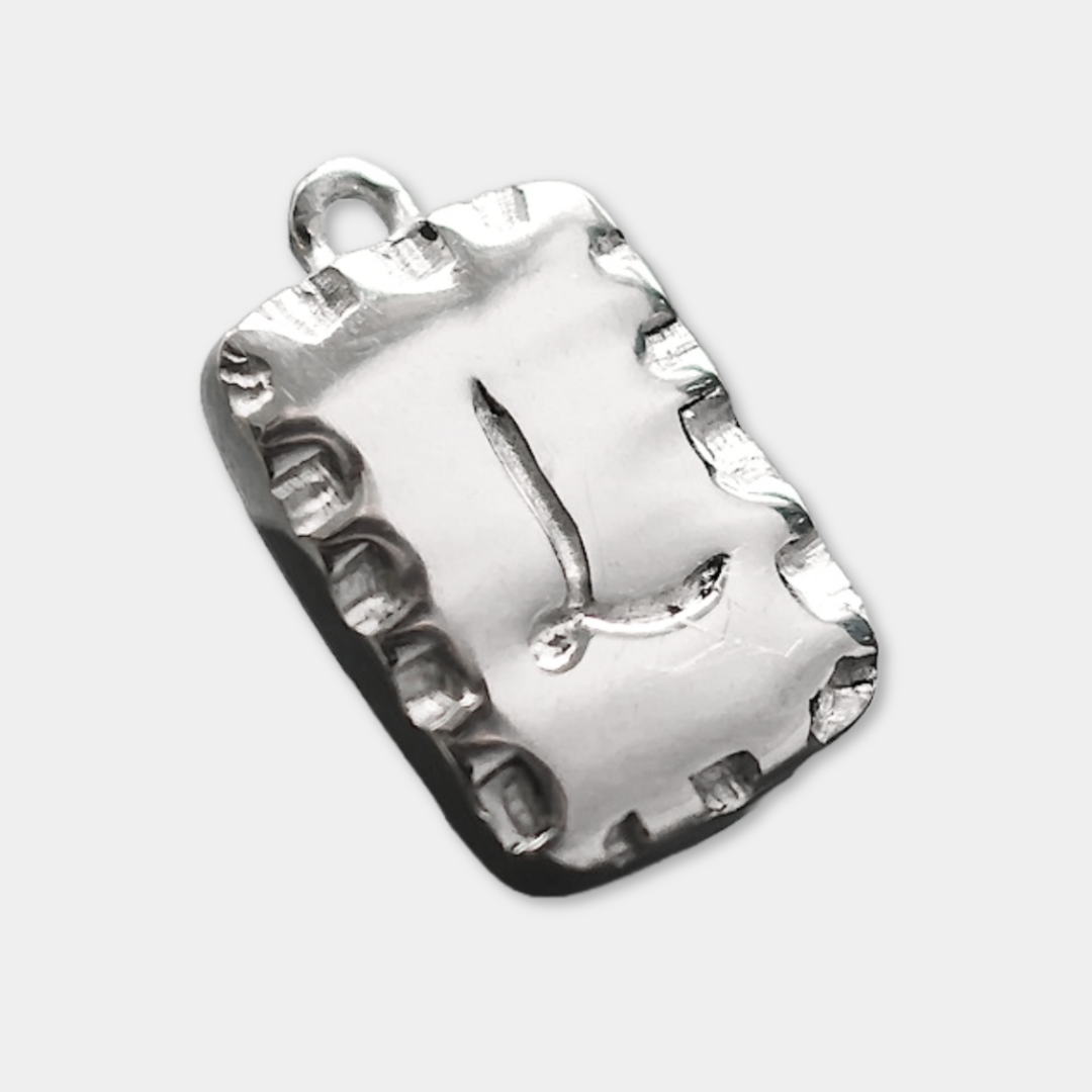 Initial Letter Engraved Customisable Rectangle Charm - 925 Sterling Silver