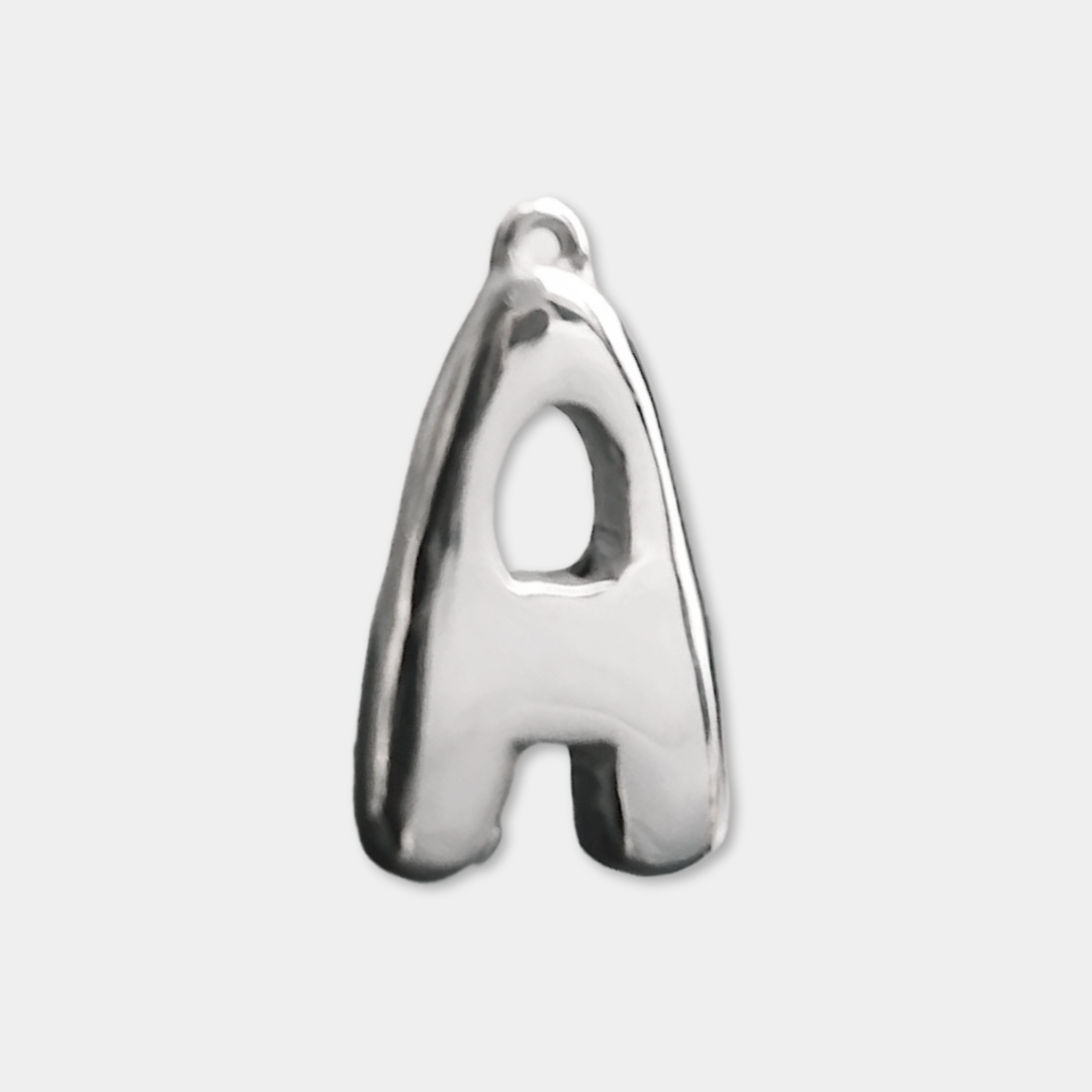 Initial 'Bubble' Letter Customisable Charm - 925 Sterling Silver