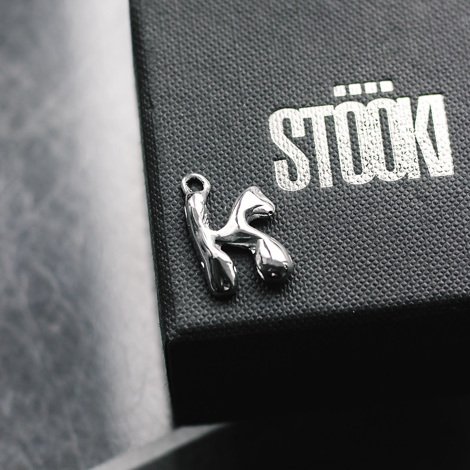 Initial 'Bubble' Letter "K" Charm - 925 Sterling Silver - Small - Customisable Pendant