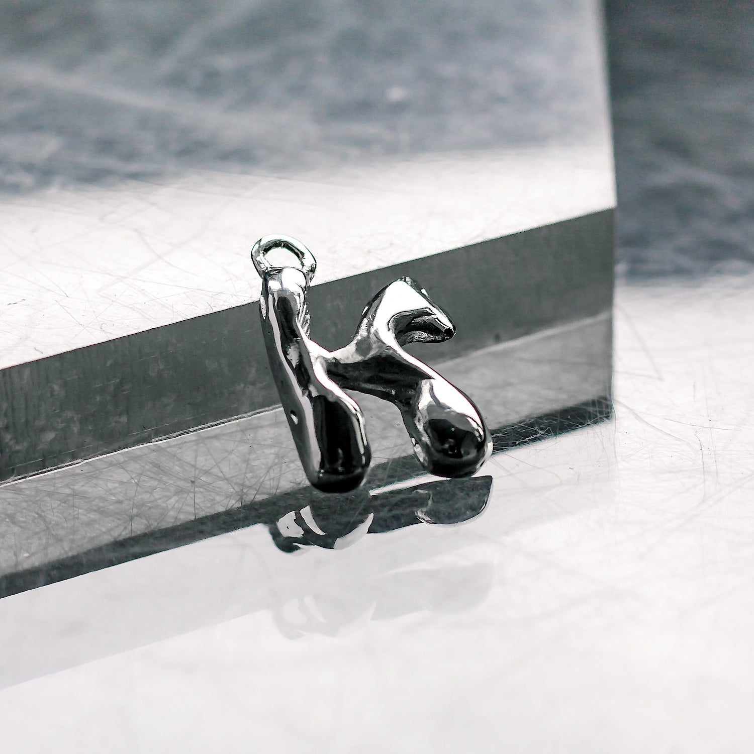 Initial 'Bubble' Letter "K" Charm - 925 Sterling Silver - Small - Customisable Pendant