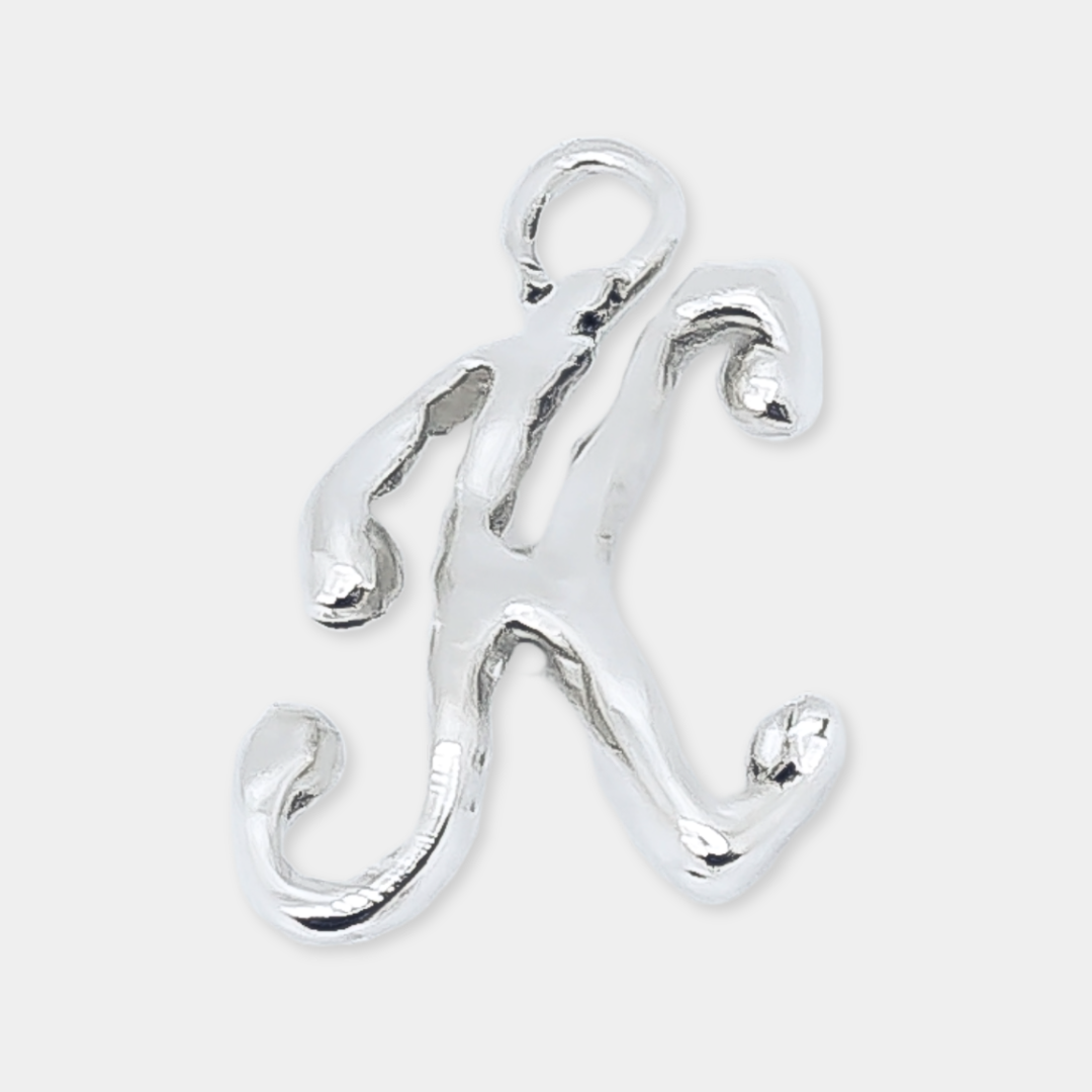 Initial 'Elegant' Letter "K" Charm - 925 Sterling Silver - Small - Customisable Small Pendant