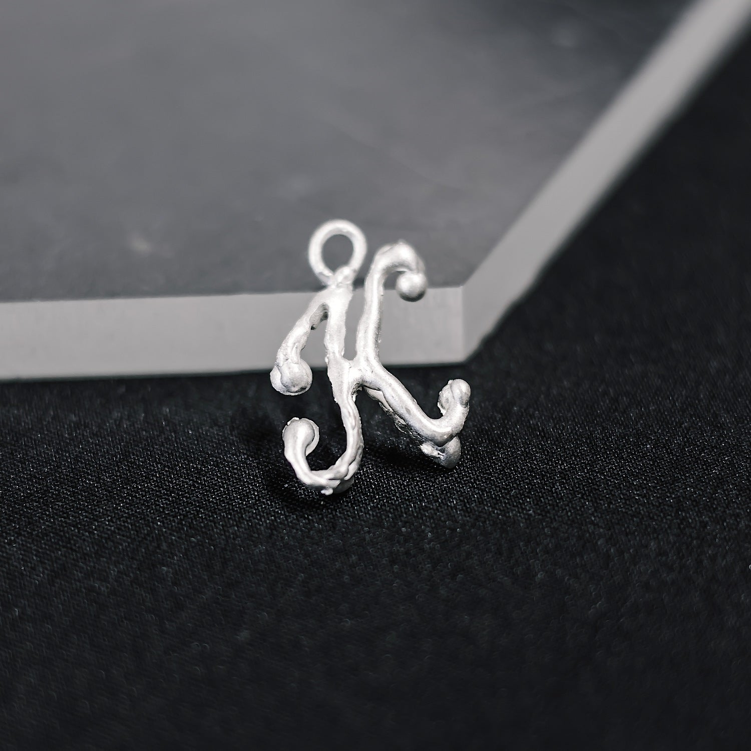 Initial 'Elegant' Letter "K" Charm - 925 Sterling Silver - Small - Customisable Small Pendant