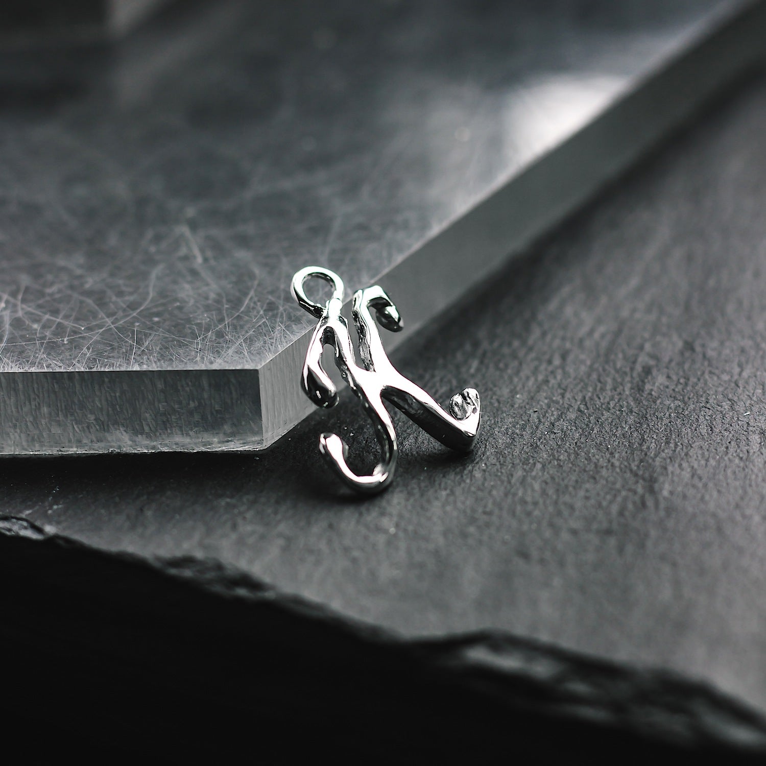 Initial 'Elegant' Letter "K" Charm - 925 Sterling Silver - Small - Customisable Small Pendant