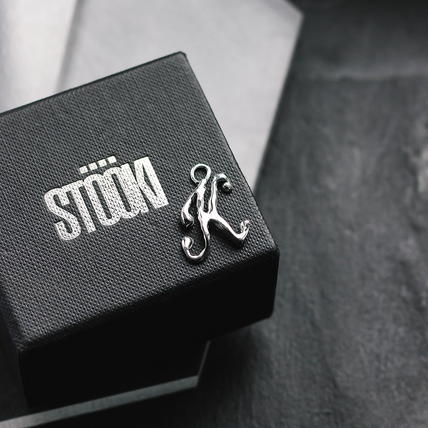 Initial 'Elegant' Letter "K" Charm - 925 Sterling Silver - Small - Customisable Small Pendant