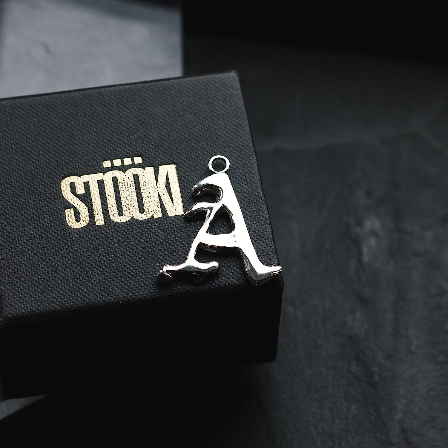 Initial 'Gothic' Letter "A" Charm - 925 Sterling Silver - Medium - Customisable Pendant