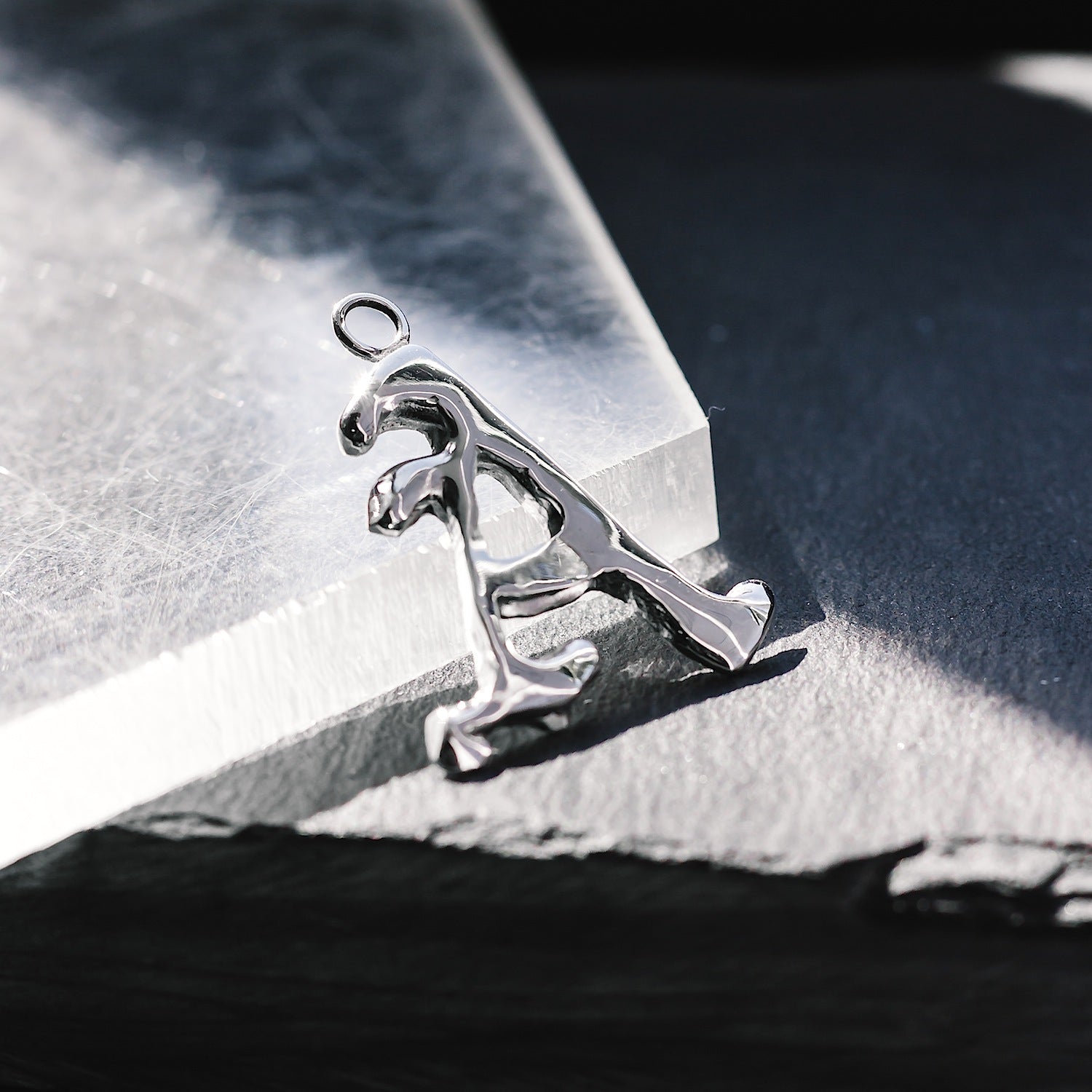 Initial 'Gothic' Letter "A" Charm - 925 Sterling Silver - Medium - Customisable Pendant